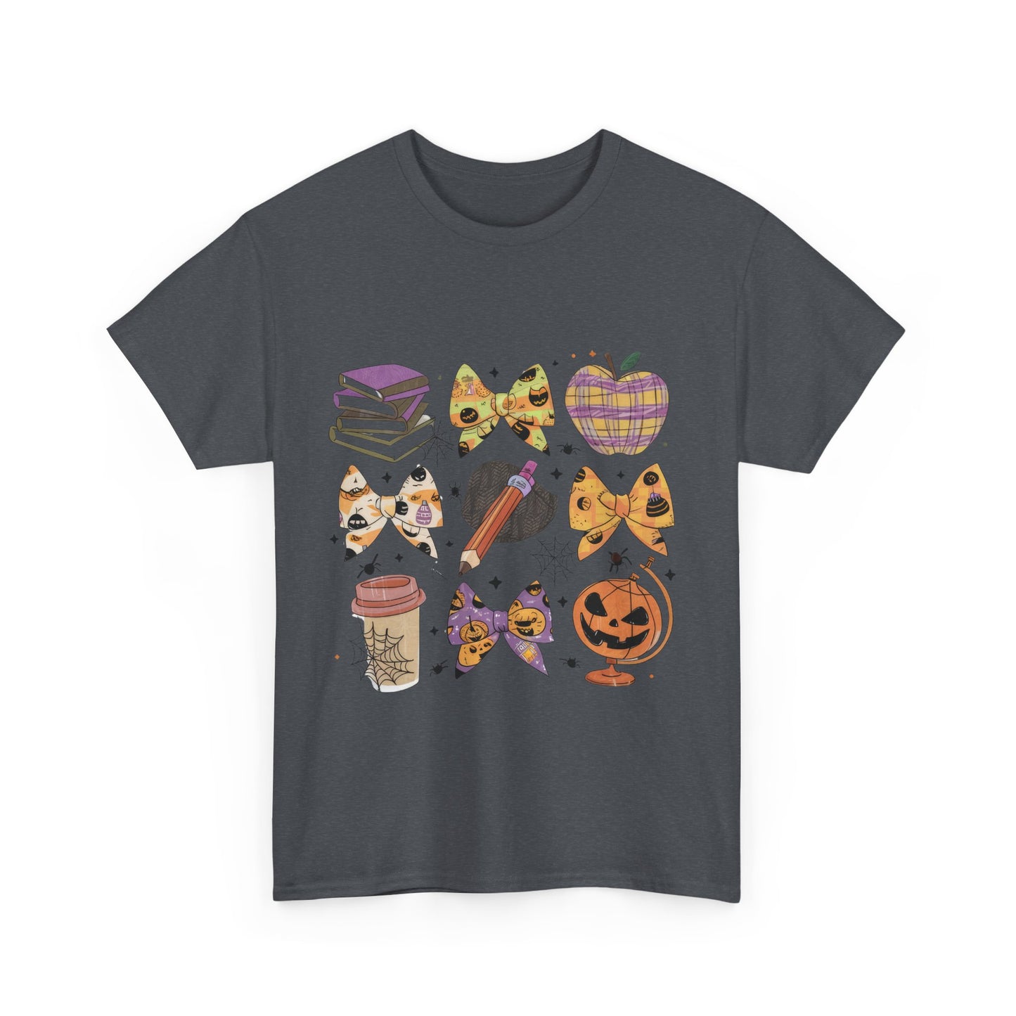 Cute Cat & Pumpkin Halloween School Teacher Unisex Heavy Cotton Tee