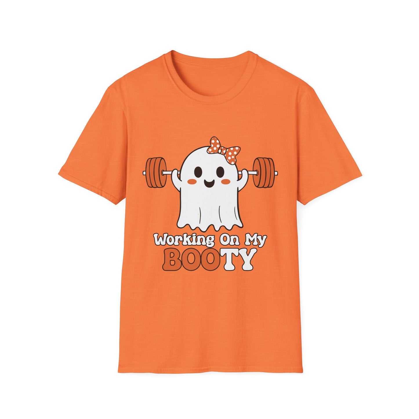 Funny Ghost Workout T-Shirt - "Working On My BOOTY" Halloween Tee