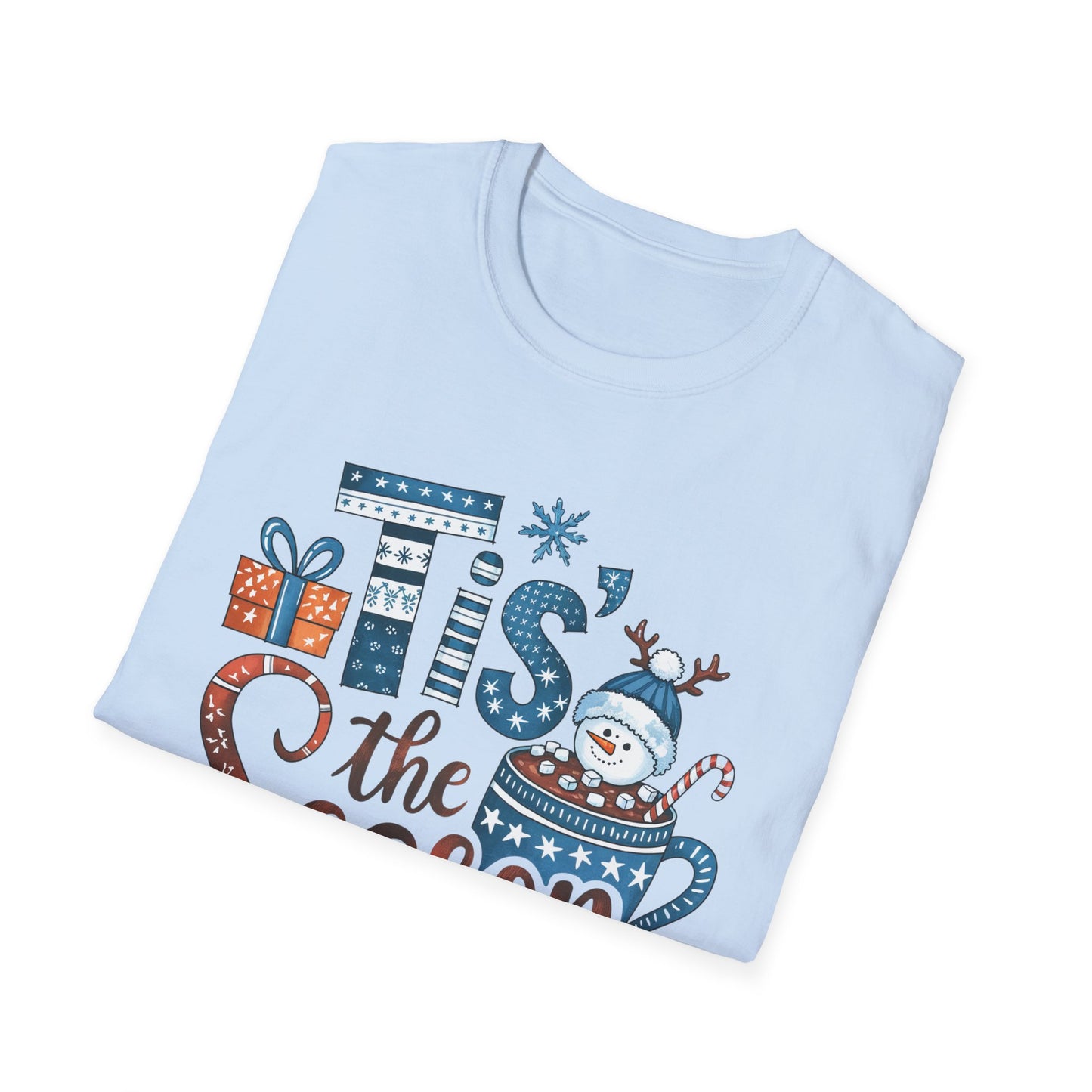 Winter Holiday Snowman Mug Design Unisex Softstyle T-Shirt - ‘Tis the Season Festive Tee