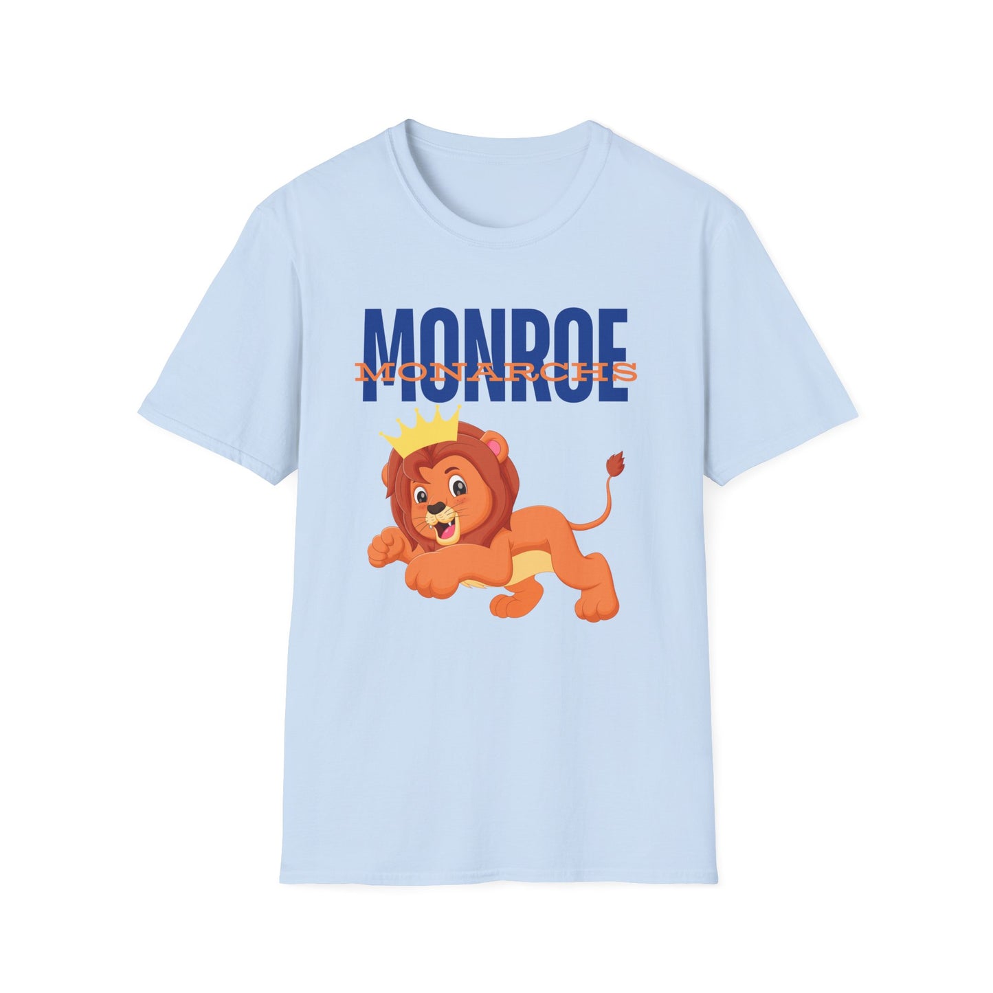 Monroe Monarchs Blue/Orange Jumping Lion Crown Design