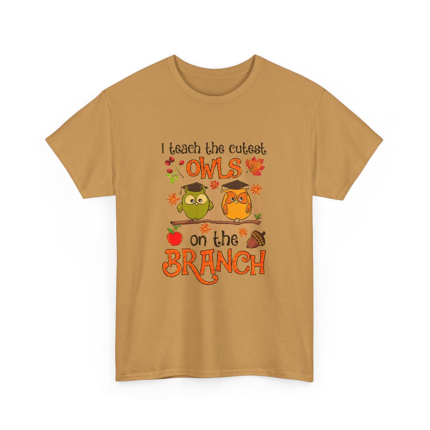 I Teacher The Cutest Owls on the Branch Fall Teacher Unisex Heavy Cotton Tee