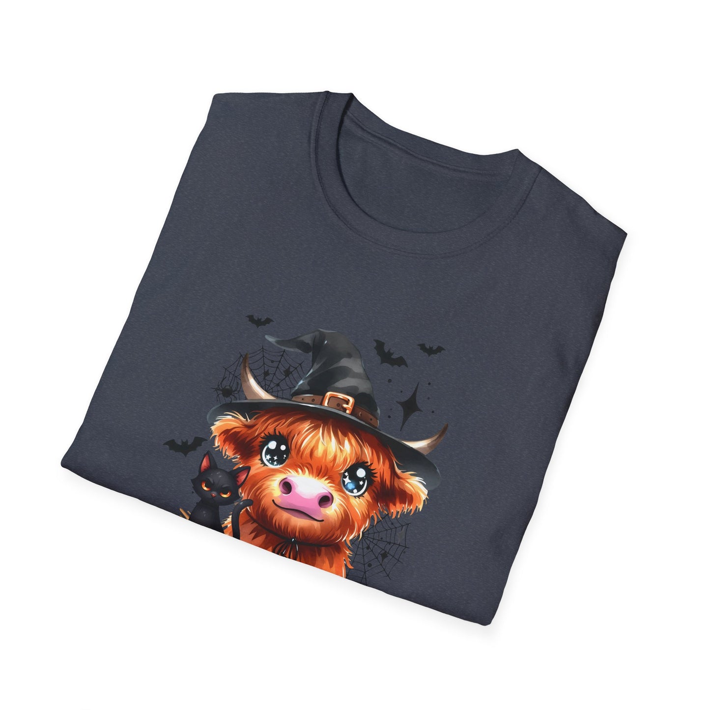 Halloween Cow Graphic T-Shirt - "We're Out at Midnight" - Unisex Softstyle Tee