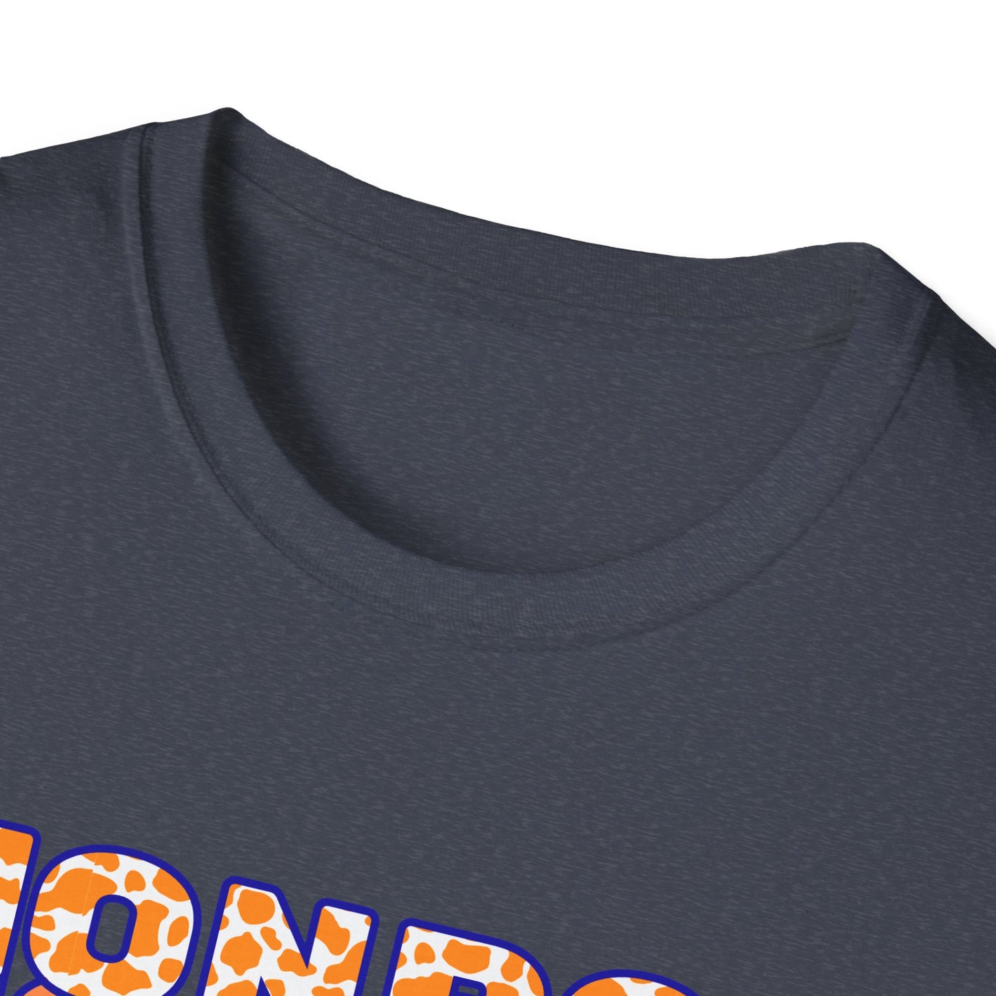 Monroe Cow Print Orange Graphic Unisex Softstyle T-Shirt - Casual Blue Tee for Every Occasion