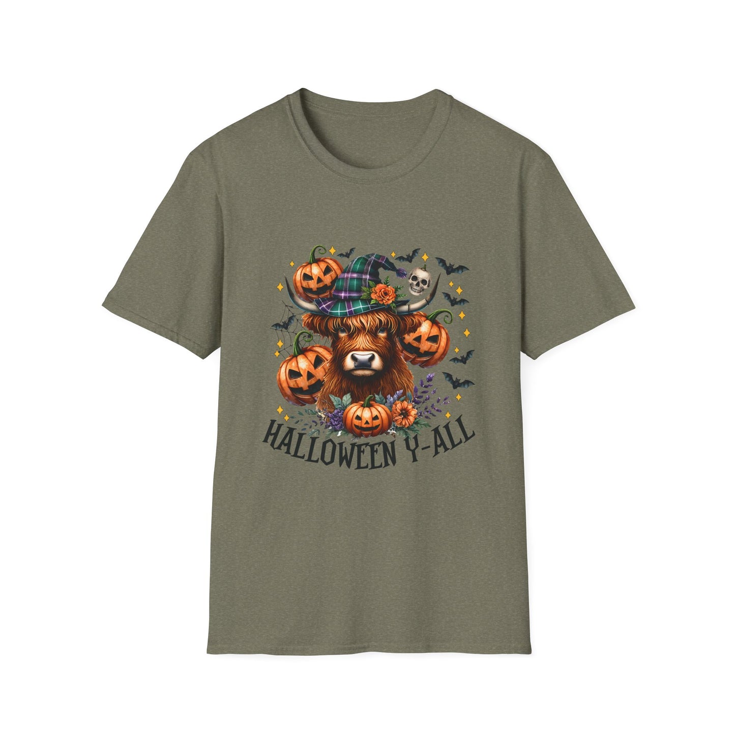 Halloween Cow Halloween Y'all Unisex Softstyle T-Shirt - Cute & Cozy for Fall Celebrations