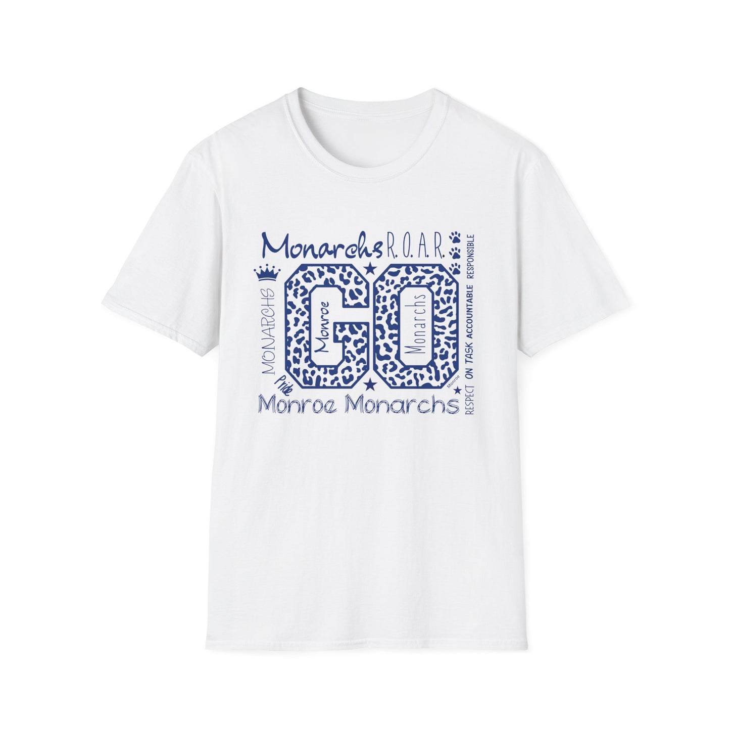 GO Monarchs Blue Leopard Print Unisex T-Shirt - School Spirit & Team Pride