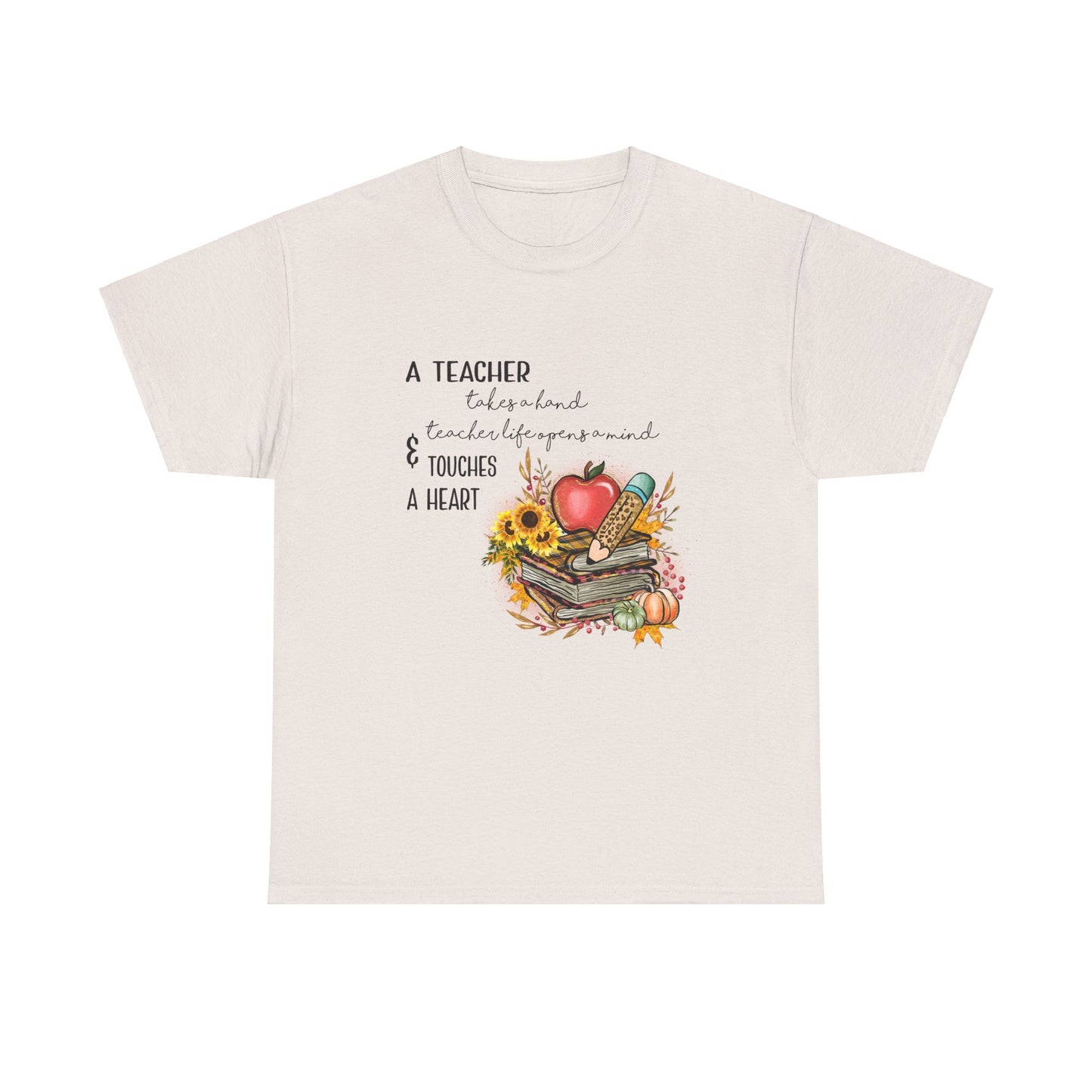 A Teacher Touches a Heart Fall Unisex Heavy Cotton Tee