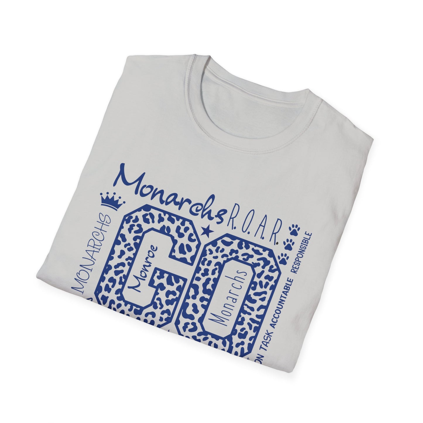 GO Monarchs Blue Leopard Print Unisex T-Shirt - School Spirit & Team Pride