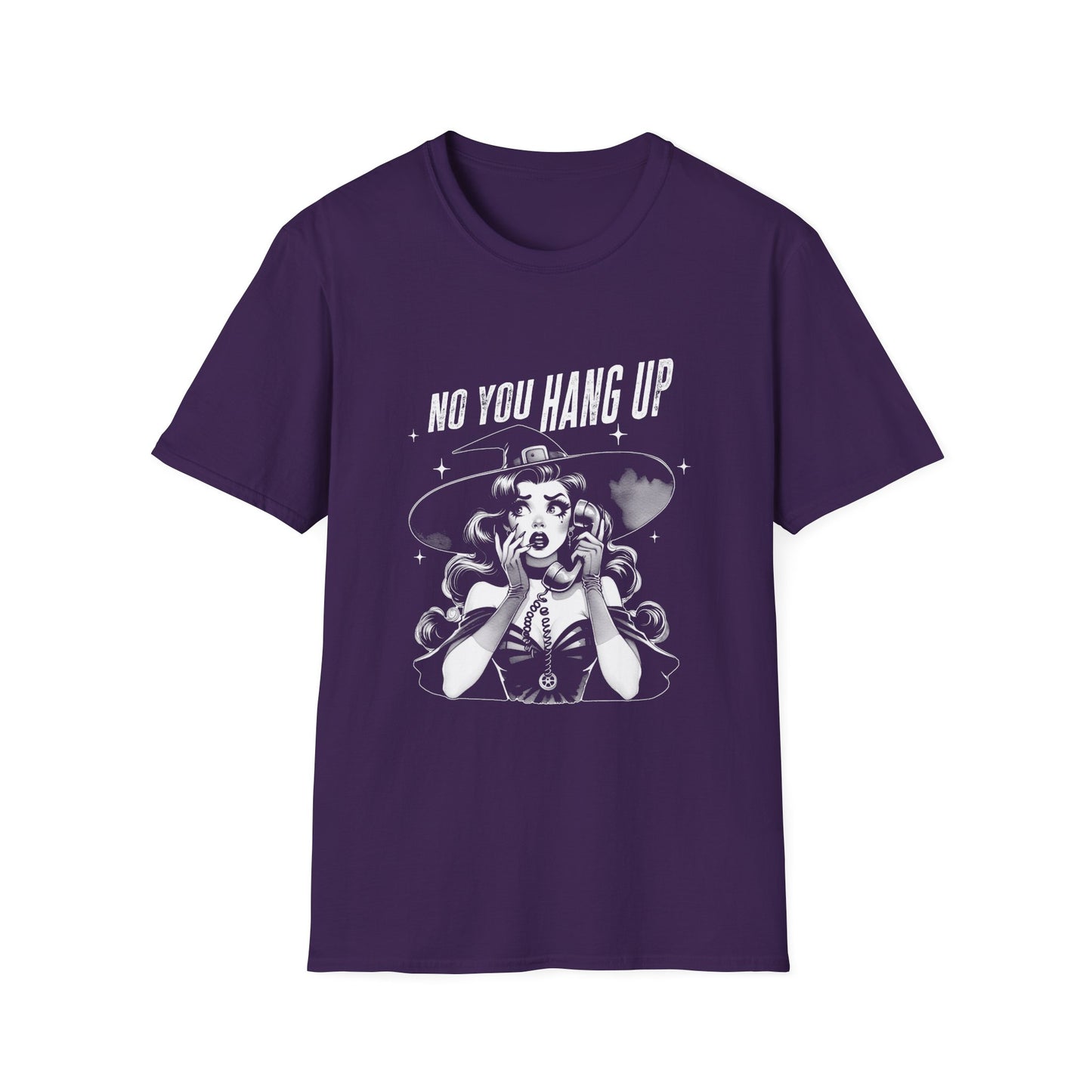 No You Hang Up Graphic T-Shirt - Halloween Witch Unisex Softstyle Tee