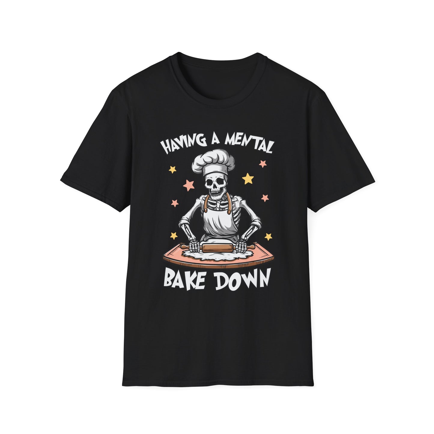 Funny Skeleton Chef T-Shirt - "Having a Mental Bake Down" - Halloween & Baking Lovers
