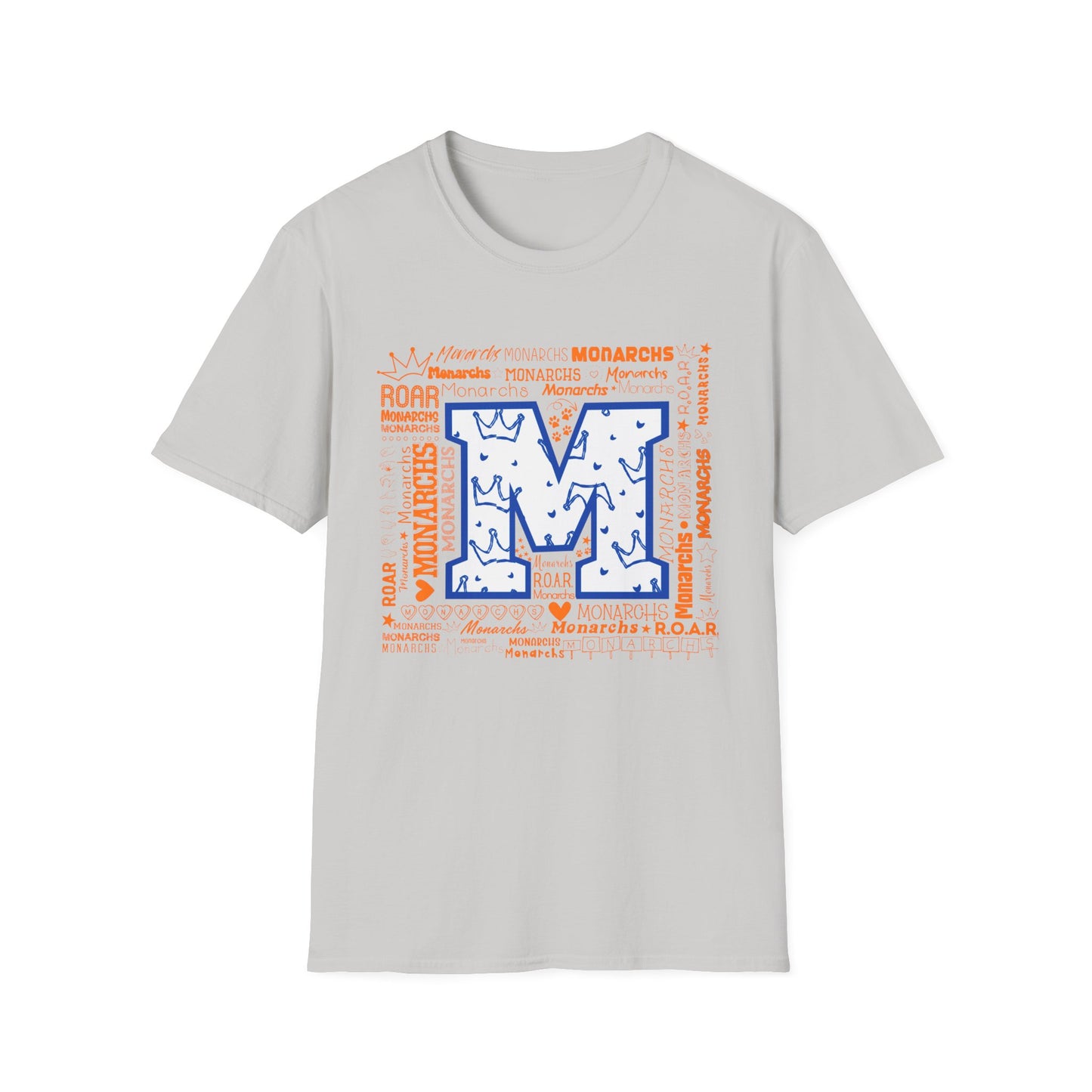 Blue M Crown Monarchs ROAR Unisex Softstyle T-Shirt - School Spirit Tee