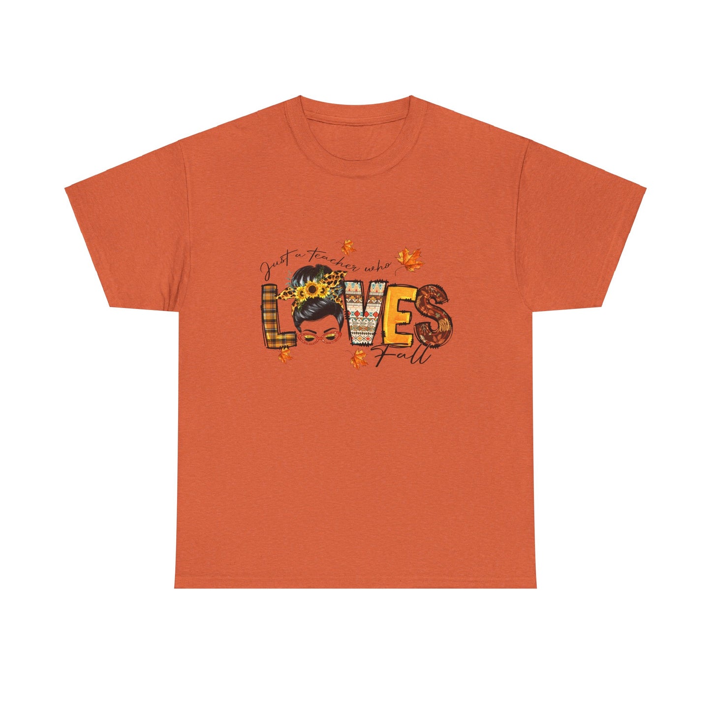 Fall Vibes Unisex Heavy Cotton Tee - 'Loves Fall' Floral Design