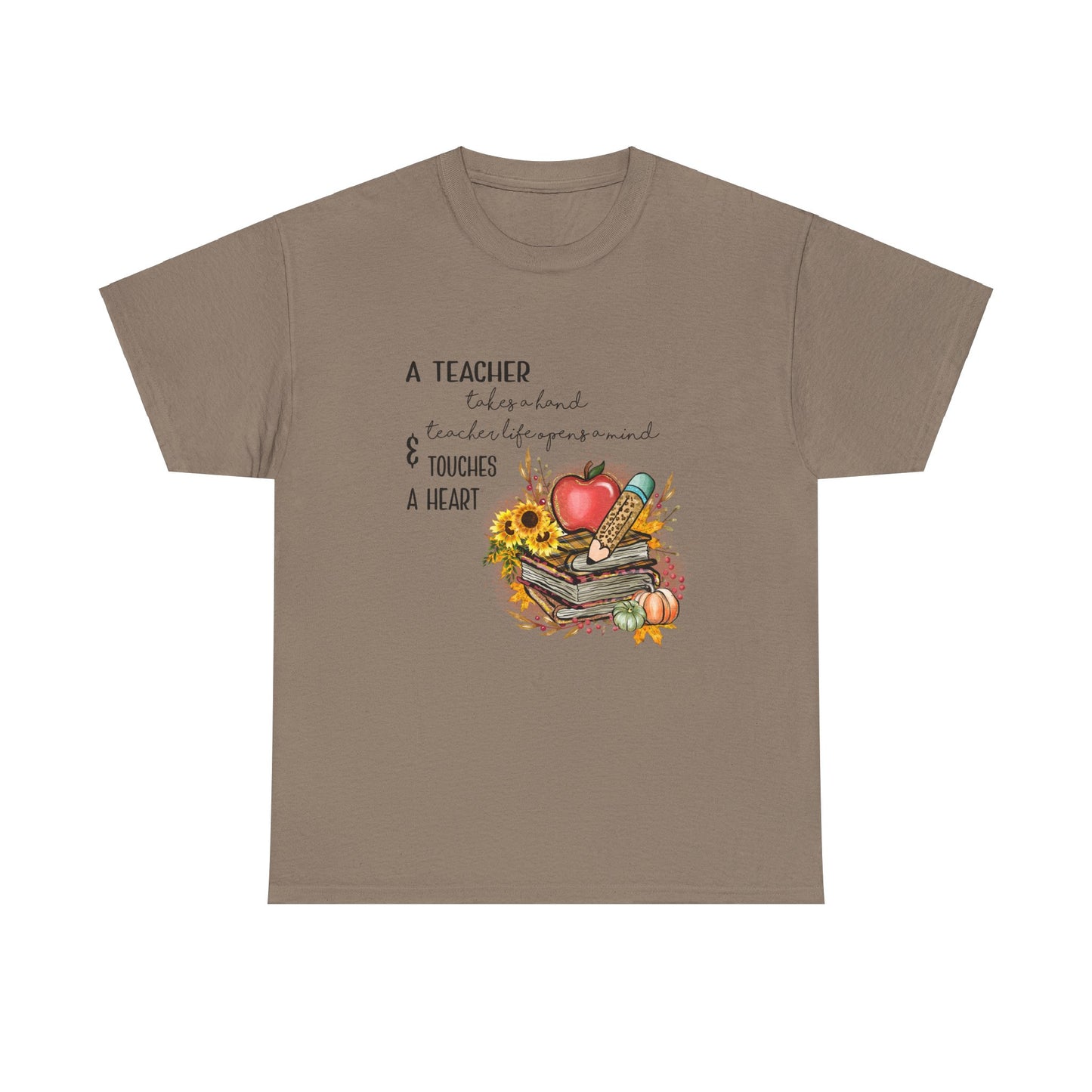 A Teacher Touches a Heart Fall Unisex Heavy Cotton Tee