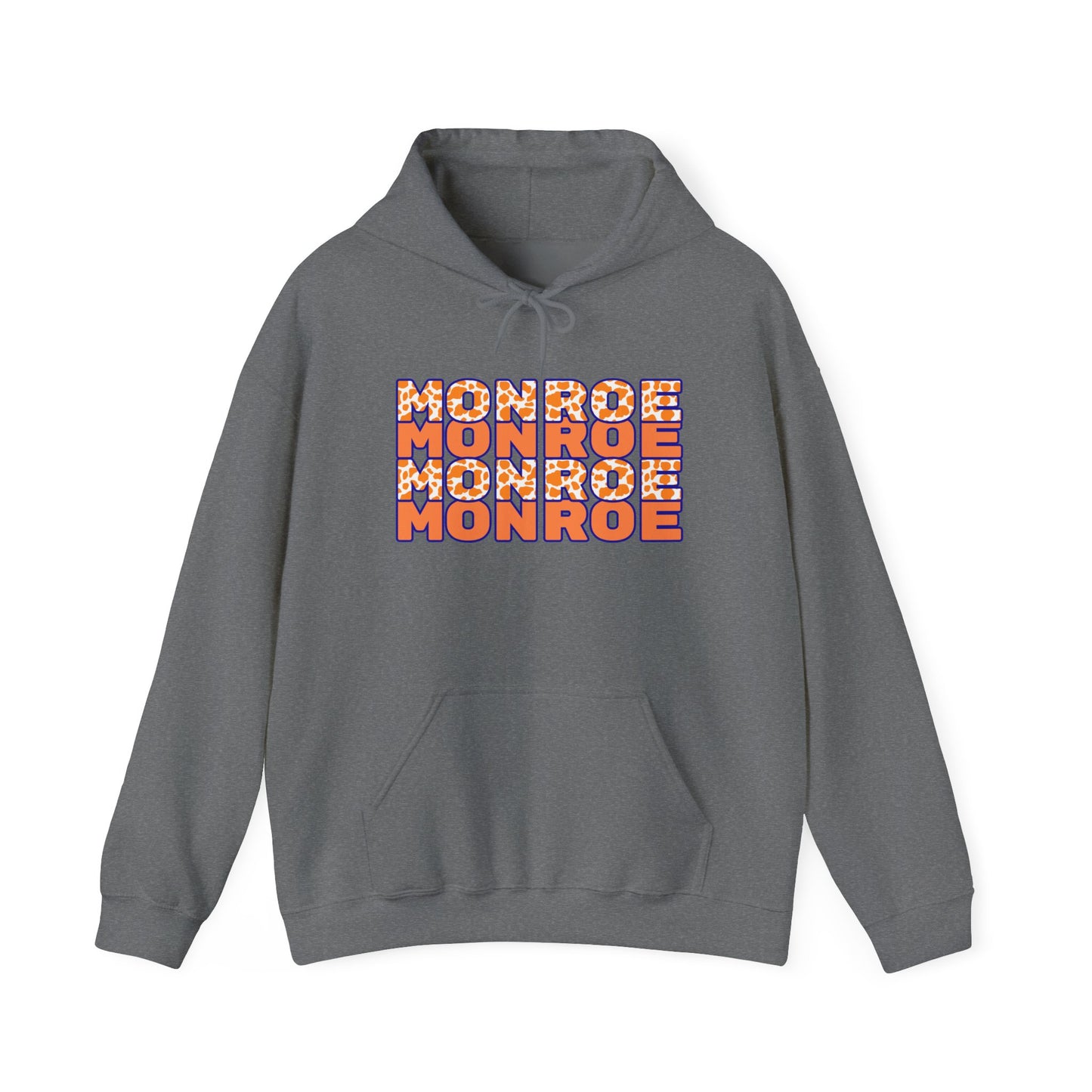 Monroe Spirit 2 dided Cow Print Unisex Heavy Blend™ Hooded Sweatshirt - Cozy and Stylish for Game Days