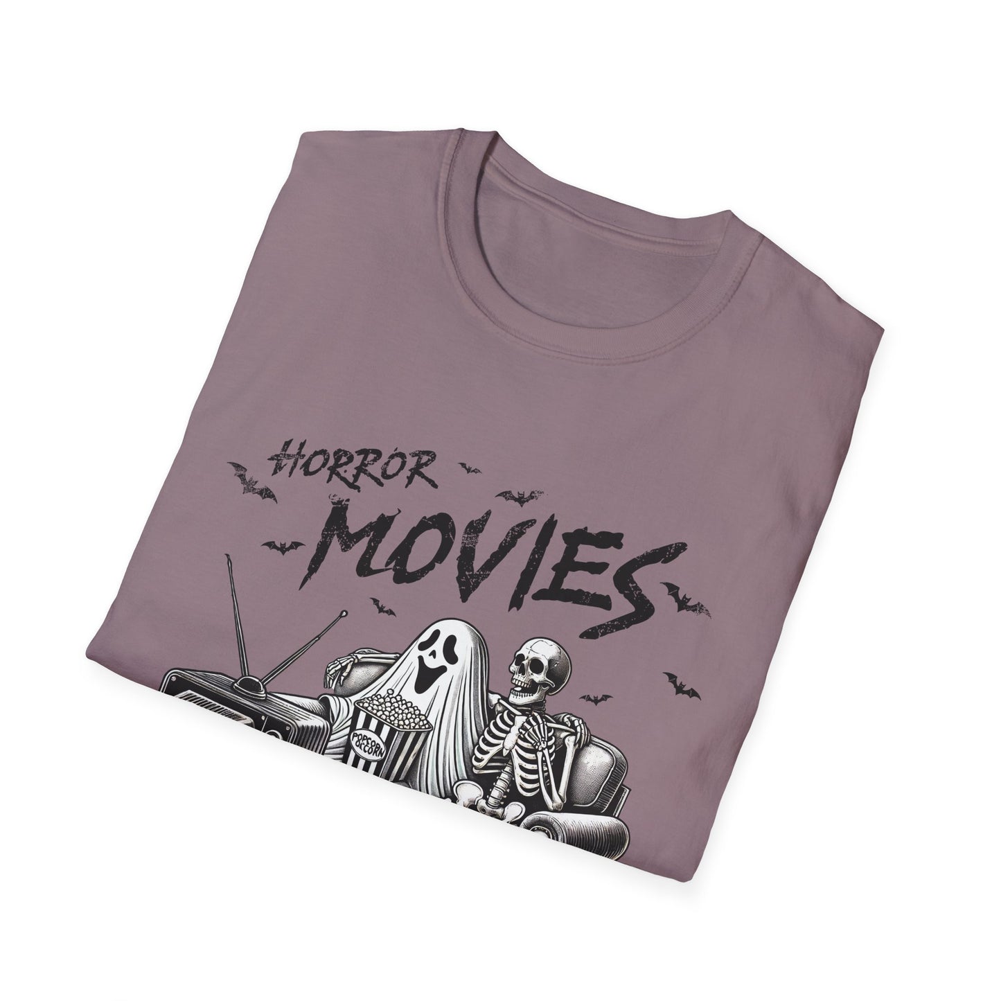 Horror Movies and Chill T-Shirt - Unisex Softstyle Tee for Movie Lovers- Great Halloween Tshirt