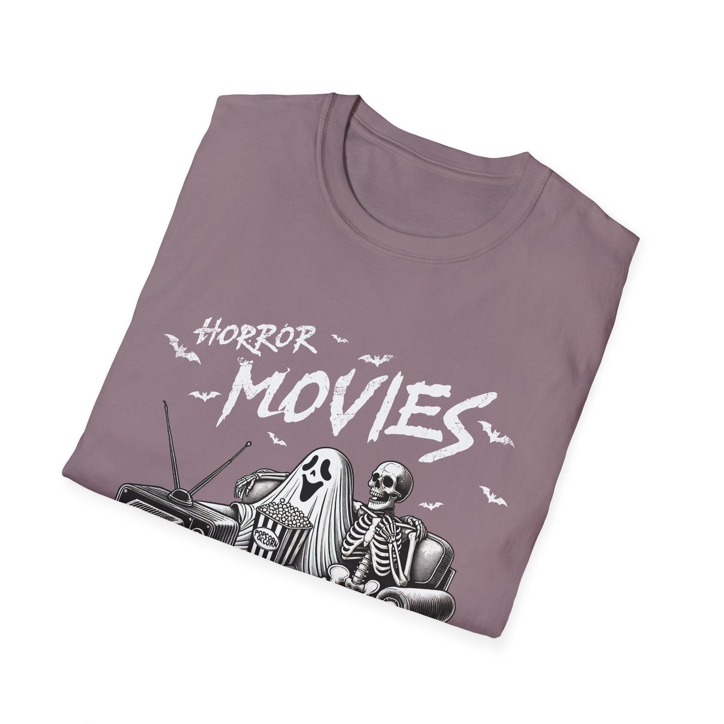 Horror Movies and Chill Unisex Softstyle T-Shirt -Movie Lover or Great Halloween Shirt
