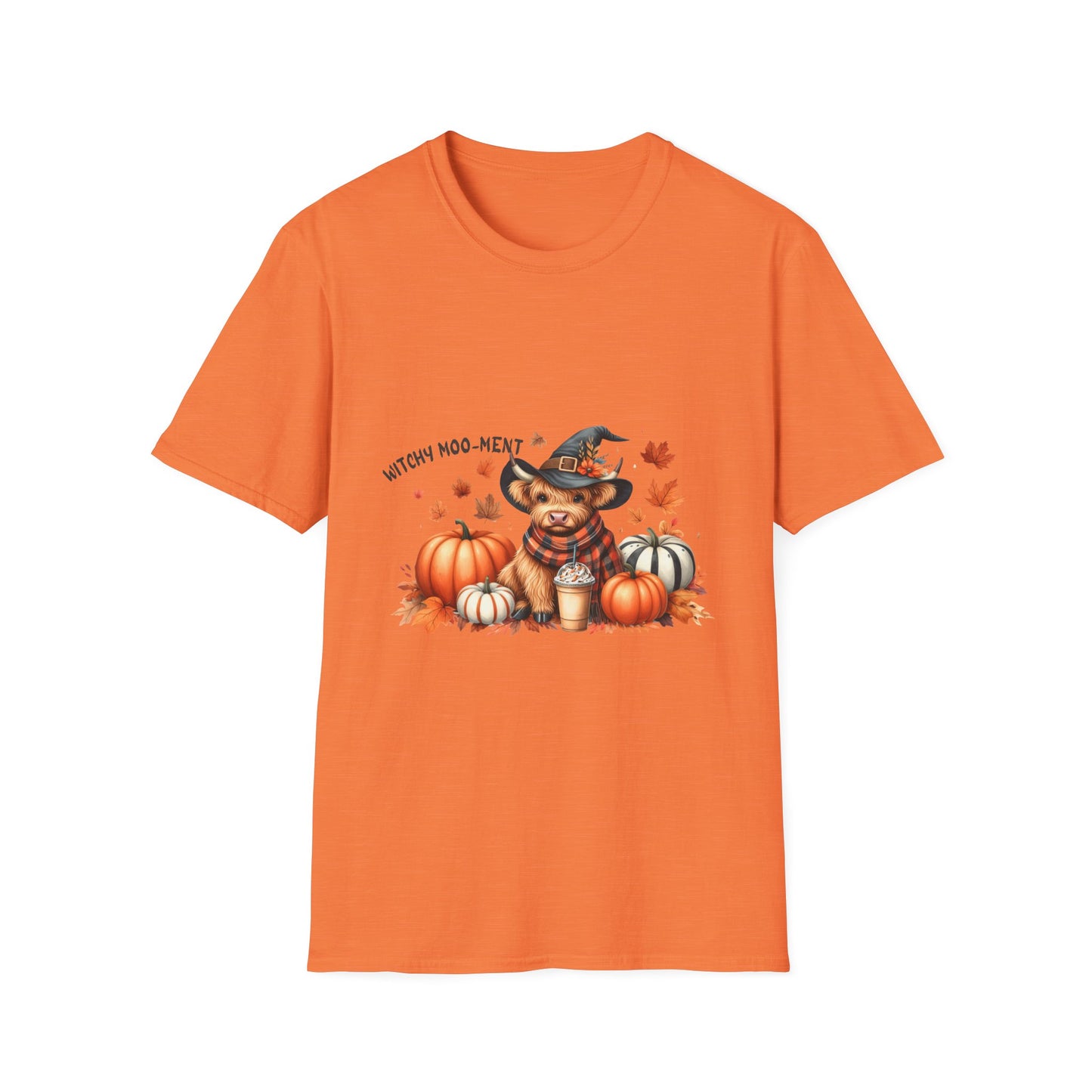 Halloween Cow Witch Moo-Ment Pumpkin Unisex Softstyle T-Shirt