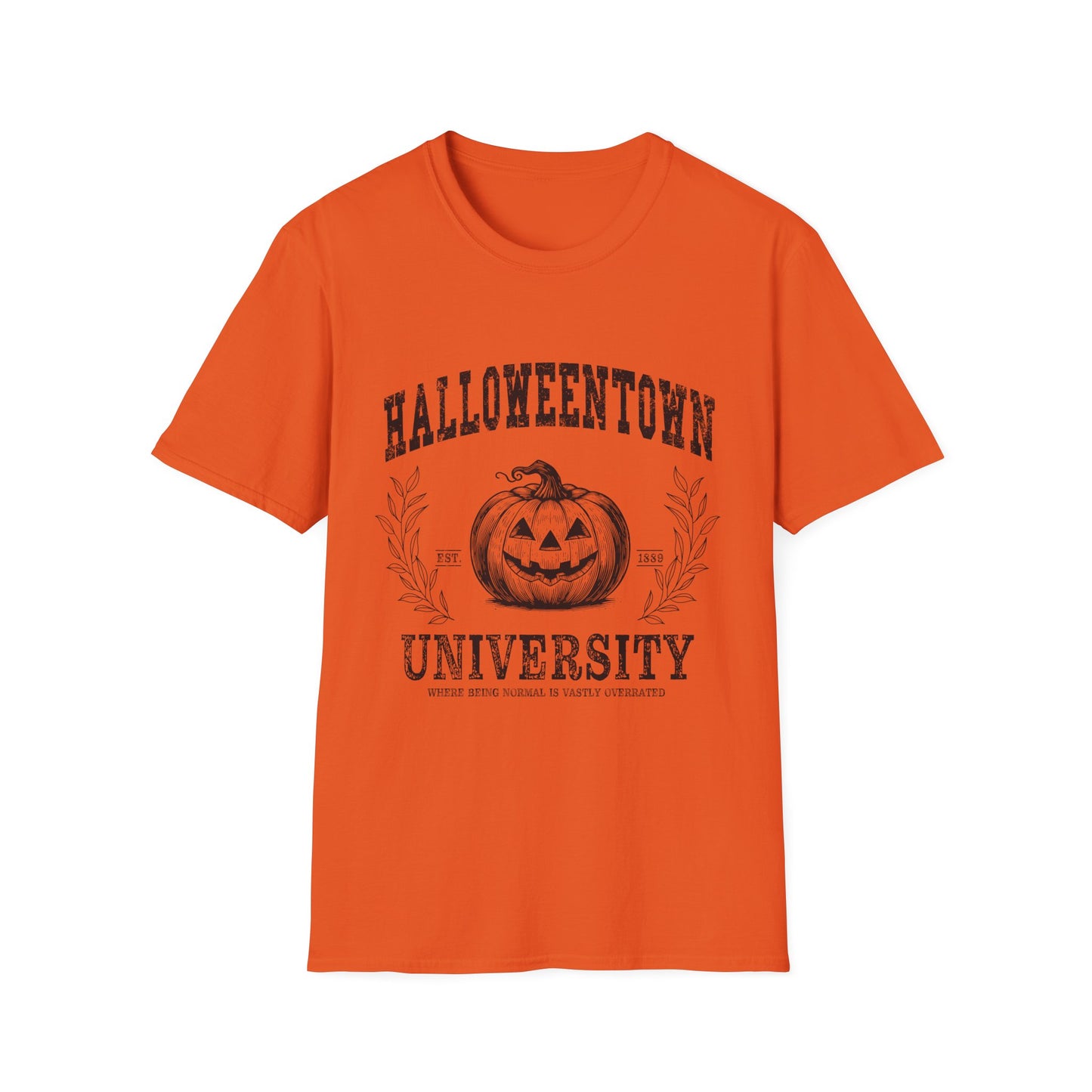 Halloween University Pumpkin Graphic T-Shirt for Fall Celebrations