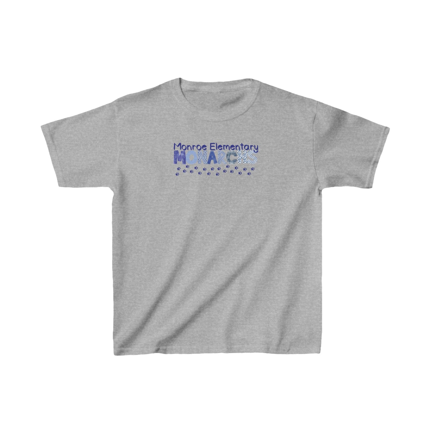 Kids Monroe Elementary Monarchs Blue Pattern Heavy Cotton™ Tee - School Spirit Shirt