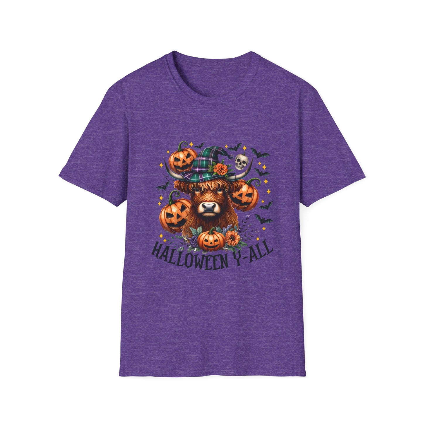 Halloween Cow Halloween Y'all Unisex Softstyle T-Shirt - Cute & Cozy for Fall Celebrations