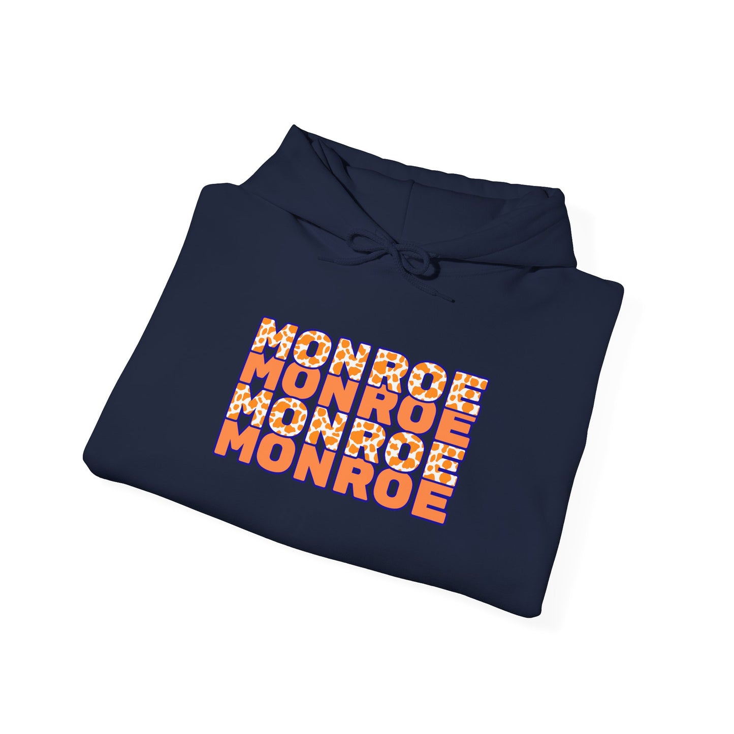 Monroe Spirit 2 dided Cow Print Unisex Heavy Blend™ Hooded Sweatshirt - Cozy and Stylish for Game Days