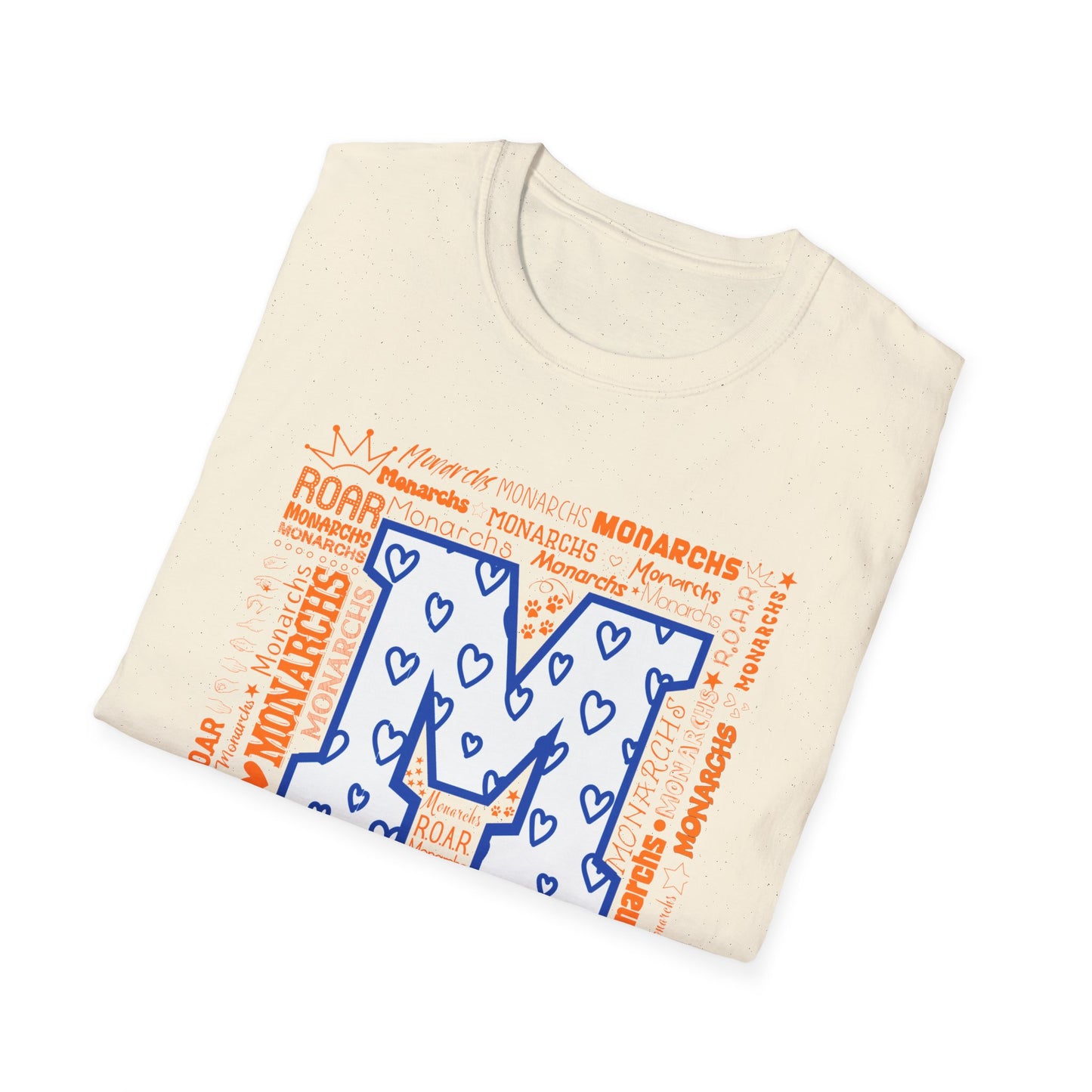 Blue Hearts M Monarch Unisex Softstyle T-Shirt - Monarchs ROAR Graphic Tee