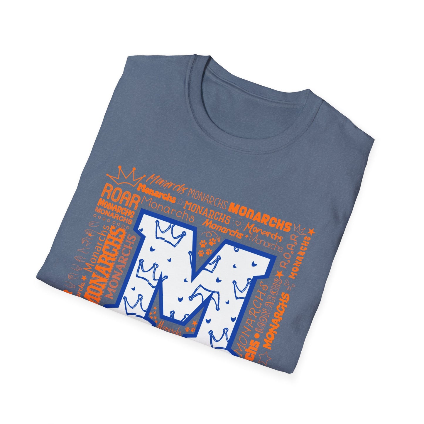 Blue M Crown Monarchs ROAR Unisex Softstyle T-Shirt - School Spirit Tee