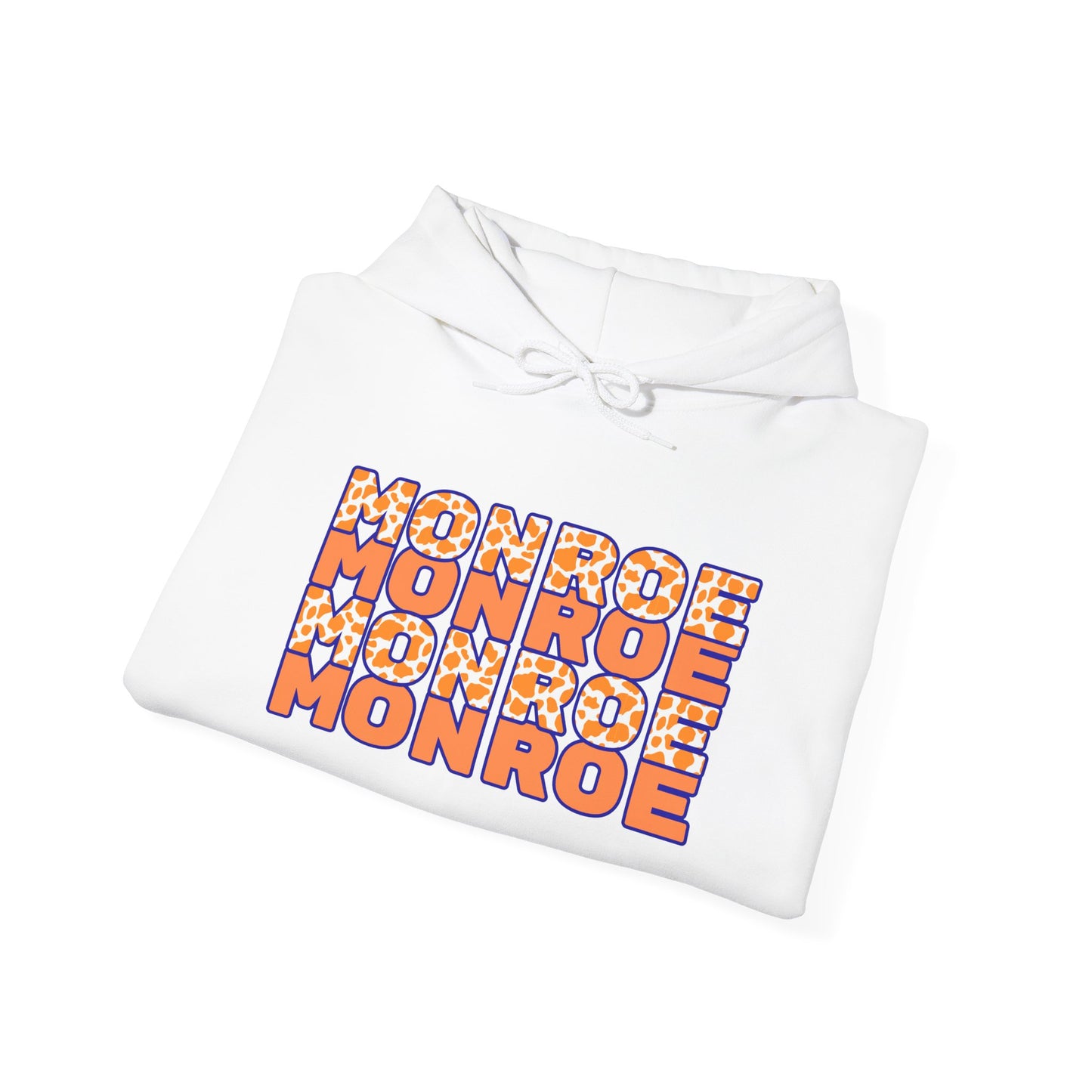 Monroe Spirit 2 dided Cow Print Unisex Heavy Blend™ Hooded Sweatshirt - Cozy and Stylish for Game Days