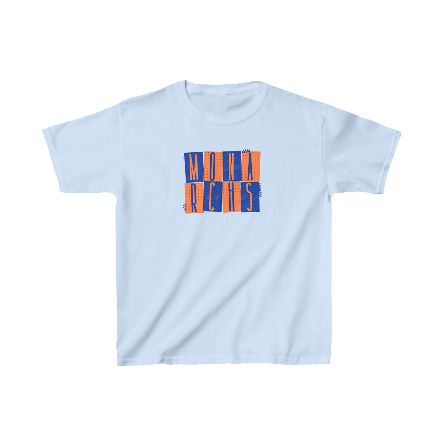 Kids Monarchs Squares Heavy Cotton Tee - Fun & Vibrant Youth Shirt