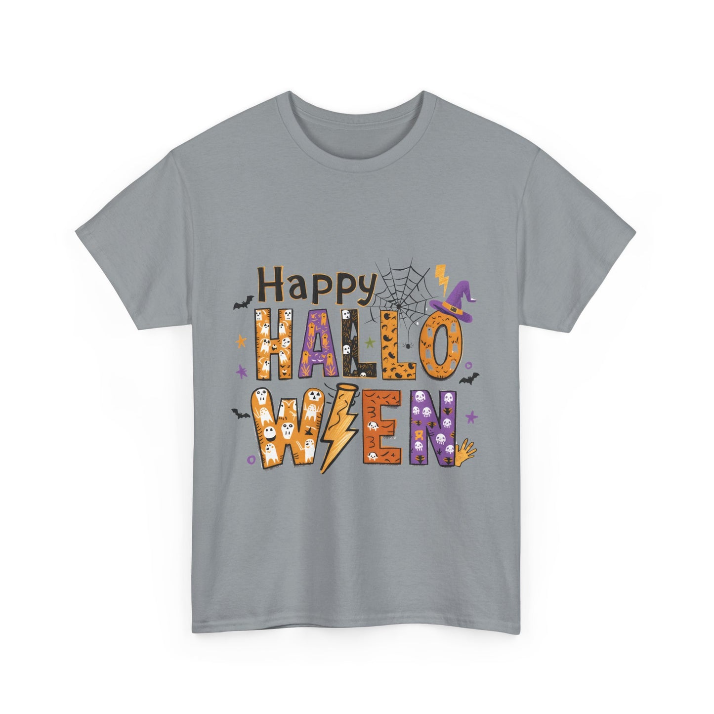Happy Halloween Unisex Heavy Cotton Tee - Fun Festive Halloween School Teacher T-Shirt for Fall Celebrations