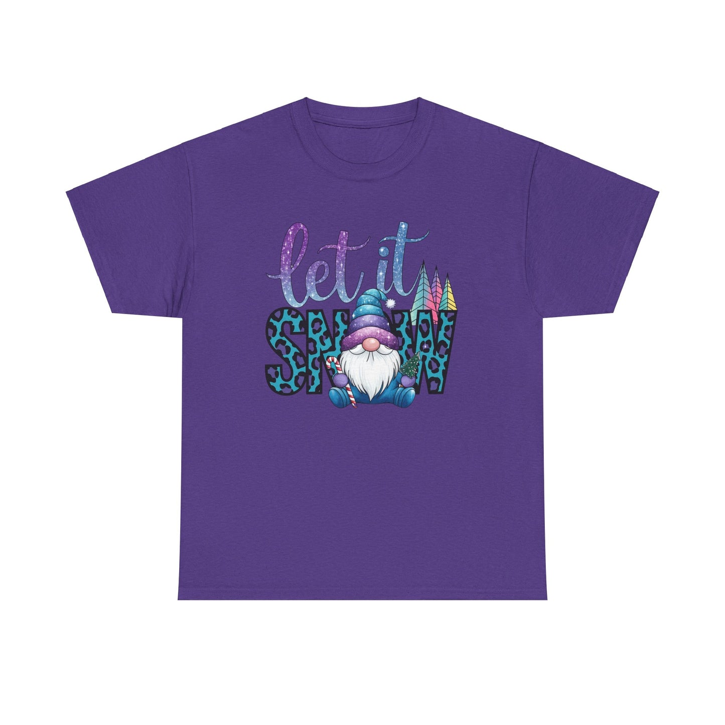 Let It Snow Unisex Heavy Cotton Tee - Fun Winter Holiday Gnome Design