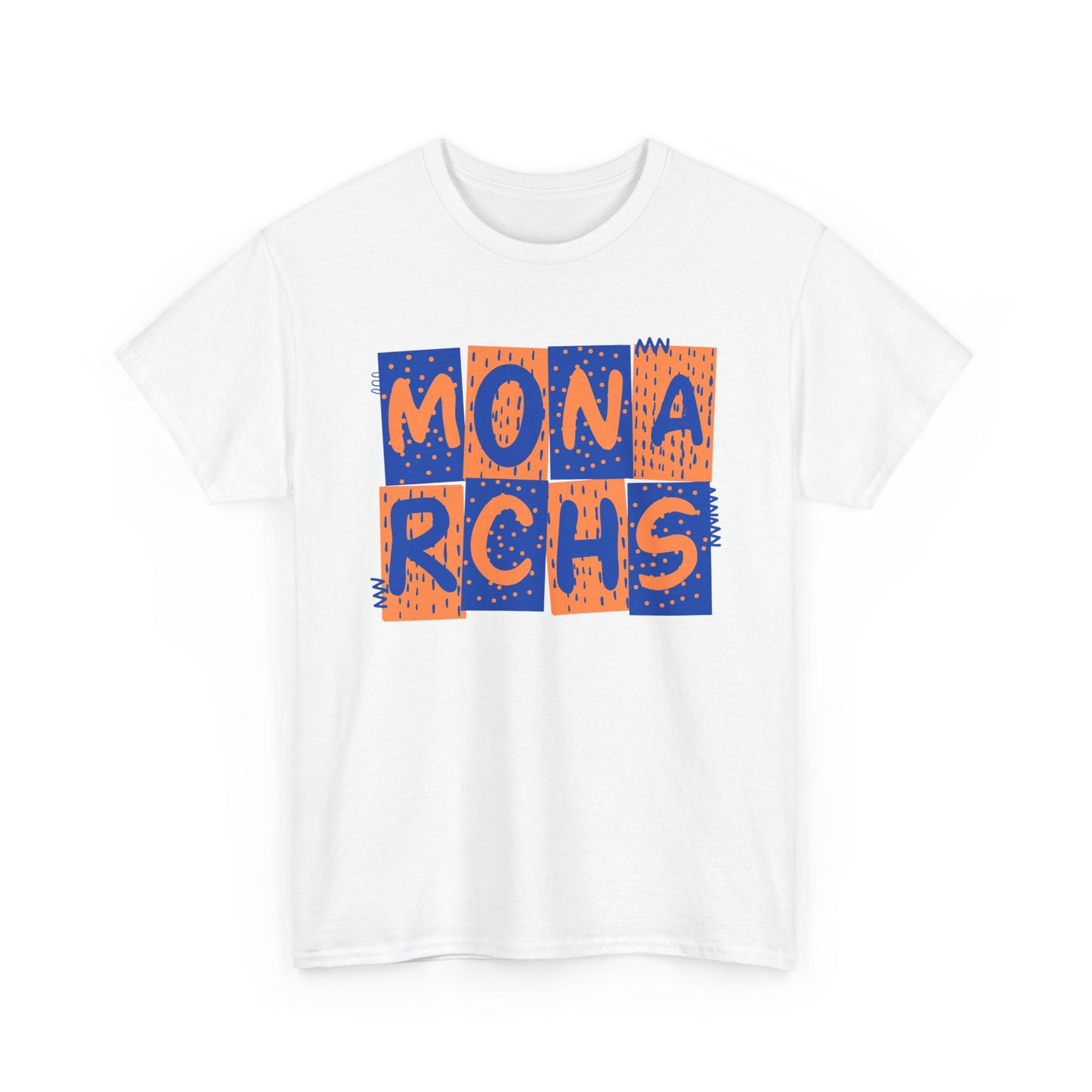 Monarchs Blue and Orange Squares Unisex Heavy Cotton Tee -