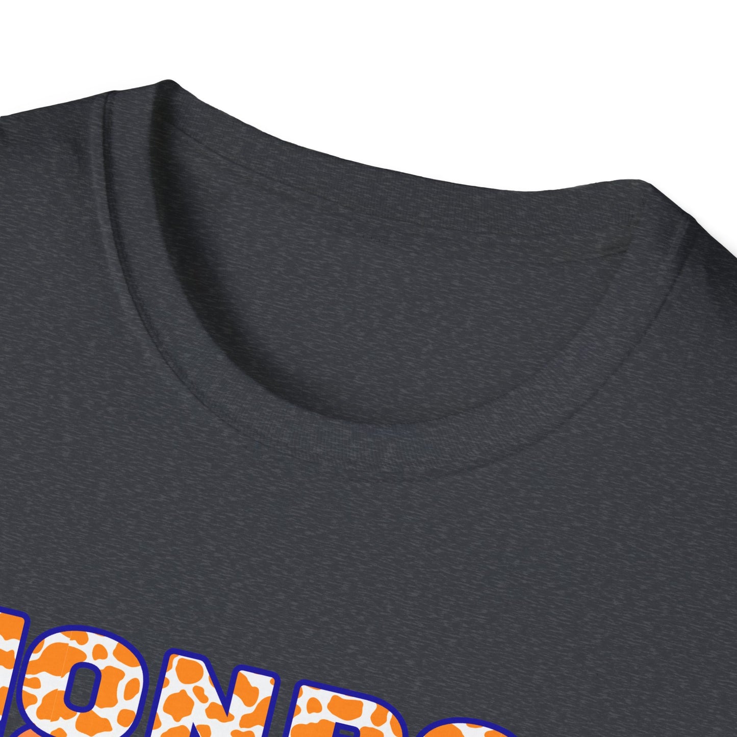 Monroe Cow Print Orange Graphic Unisex Softstyle T-Shirt - Casual Blue Tee for Every Occasion