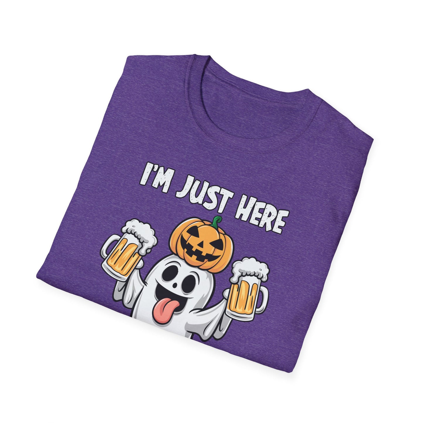 Funny Halloween Ghost T-Shirt - "I'm Just Here for the Boos!" - Unisex Softstyle