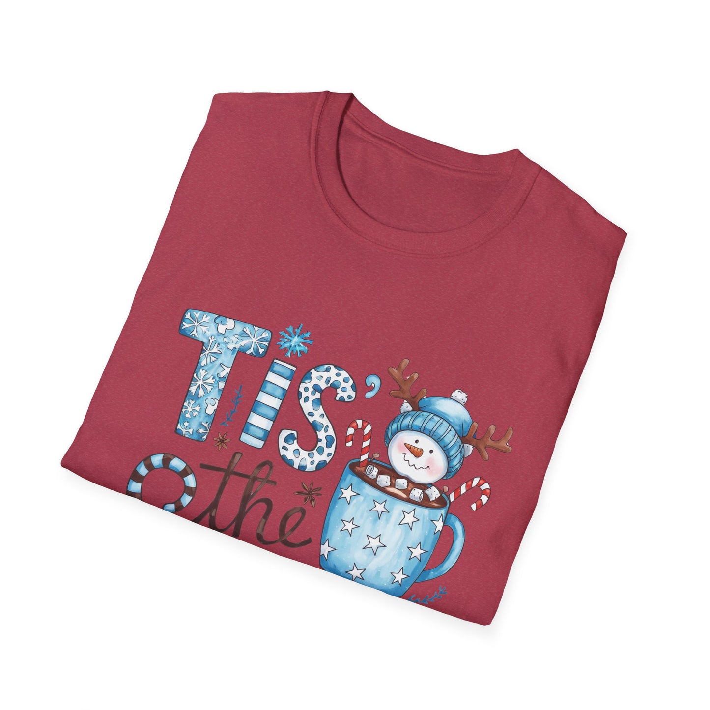 'Tis the Season Unisex Softstyle T-Shirt - Festive Holiday Tee with Snowman Design