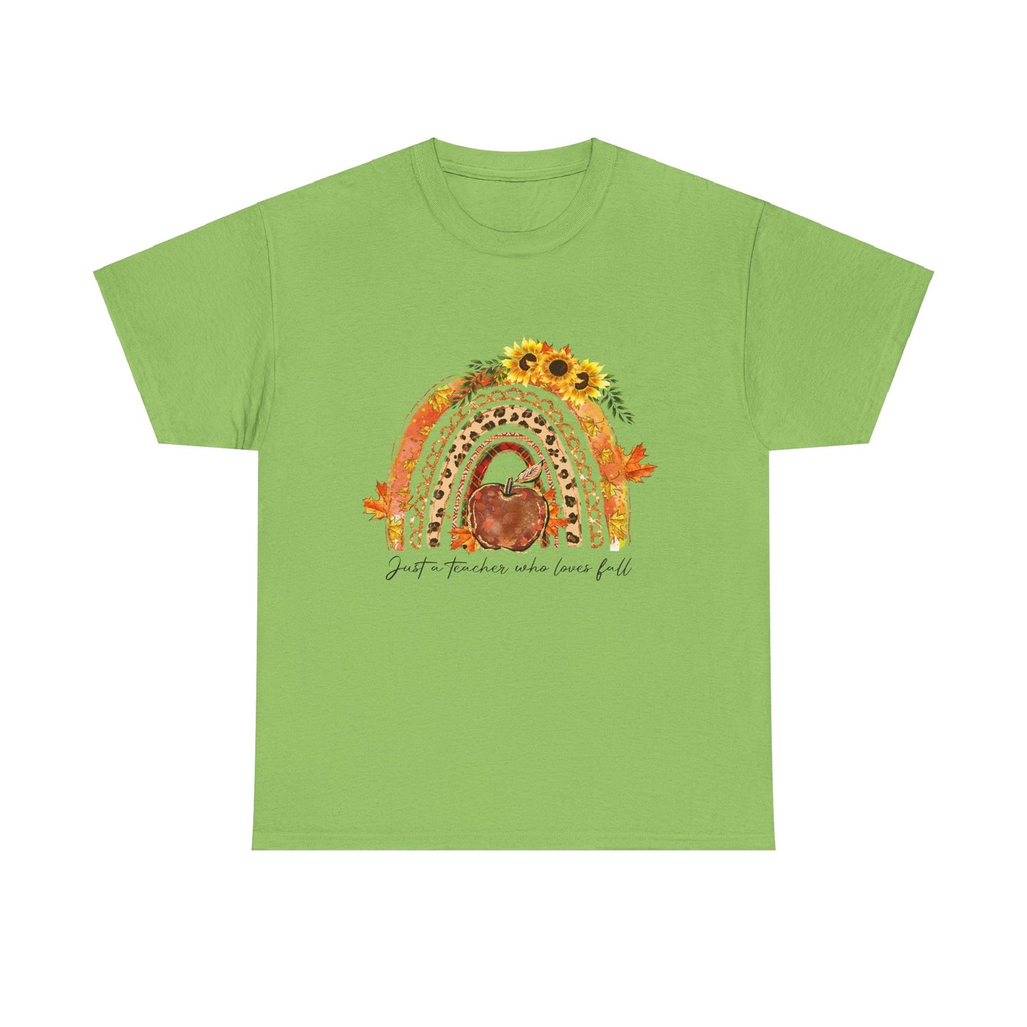 Fall Vibes Unisex Heavy Cotton Tee - 'Just a Teacher Who Loves Fall'