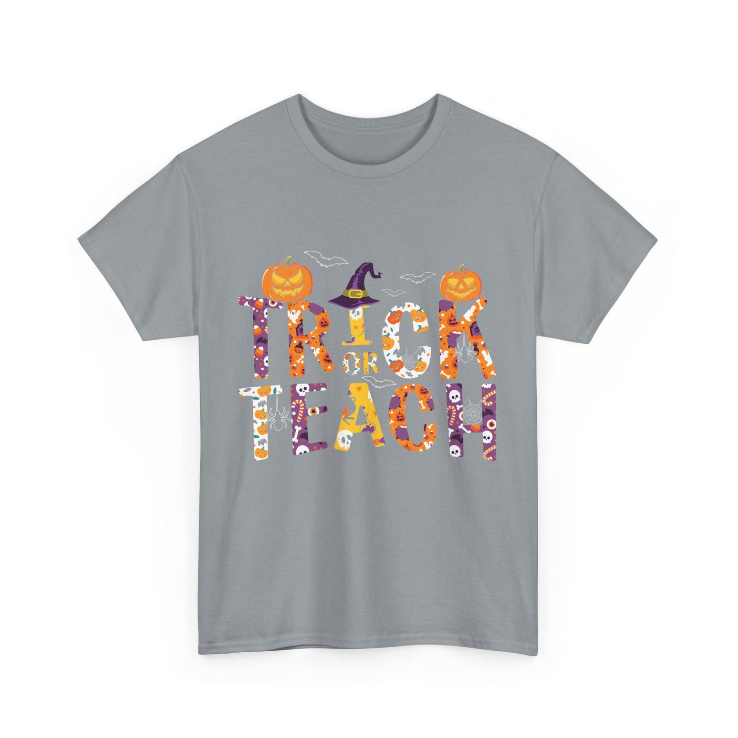 Trick or Teach Halloween School Teacher Unisex Heavy Cotton Tee