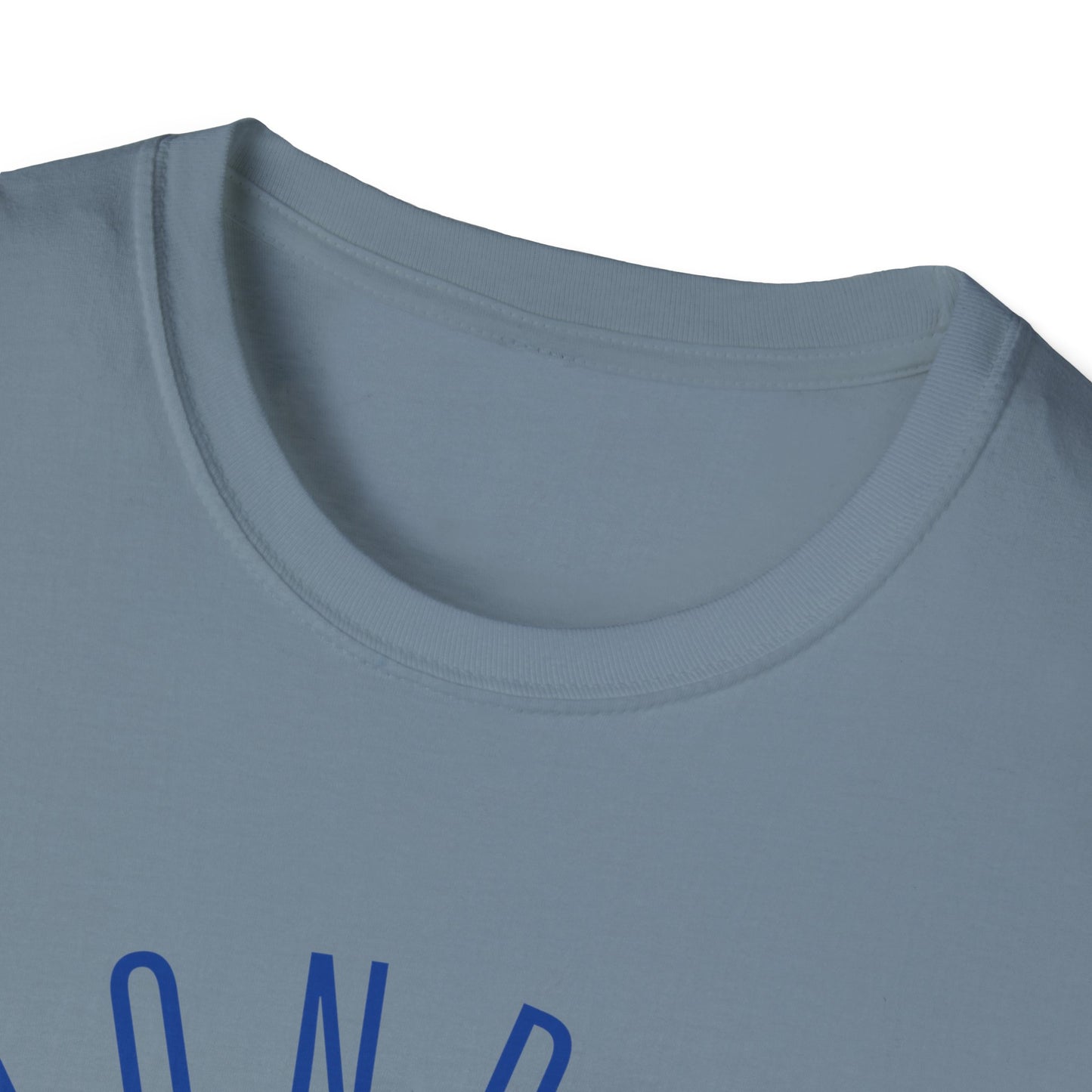 Monroe Monarchs in Blue Lettering with Cute Grinning Lion Adult T-Shirt - Fun & Stylish School Spirit Wear