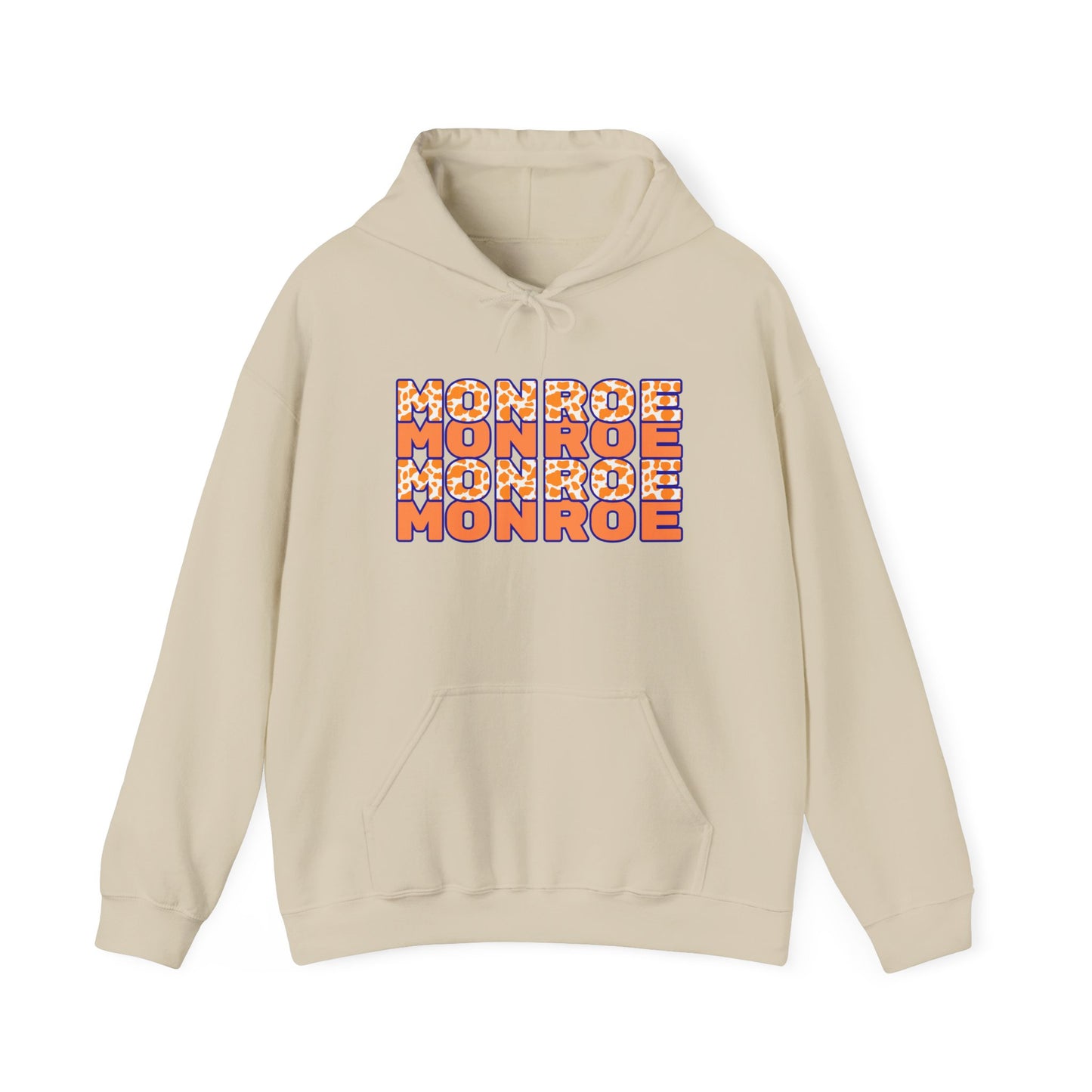 Monroe Spirit 2 dided Cow Print Unisex Heavy Blend™ Hooded Sweatshirt - Cozy and Stylish for Game Days