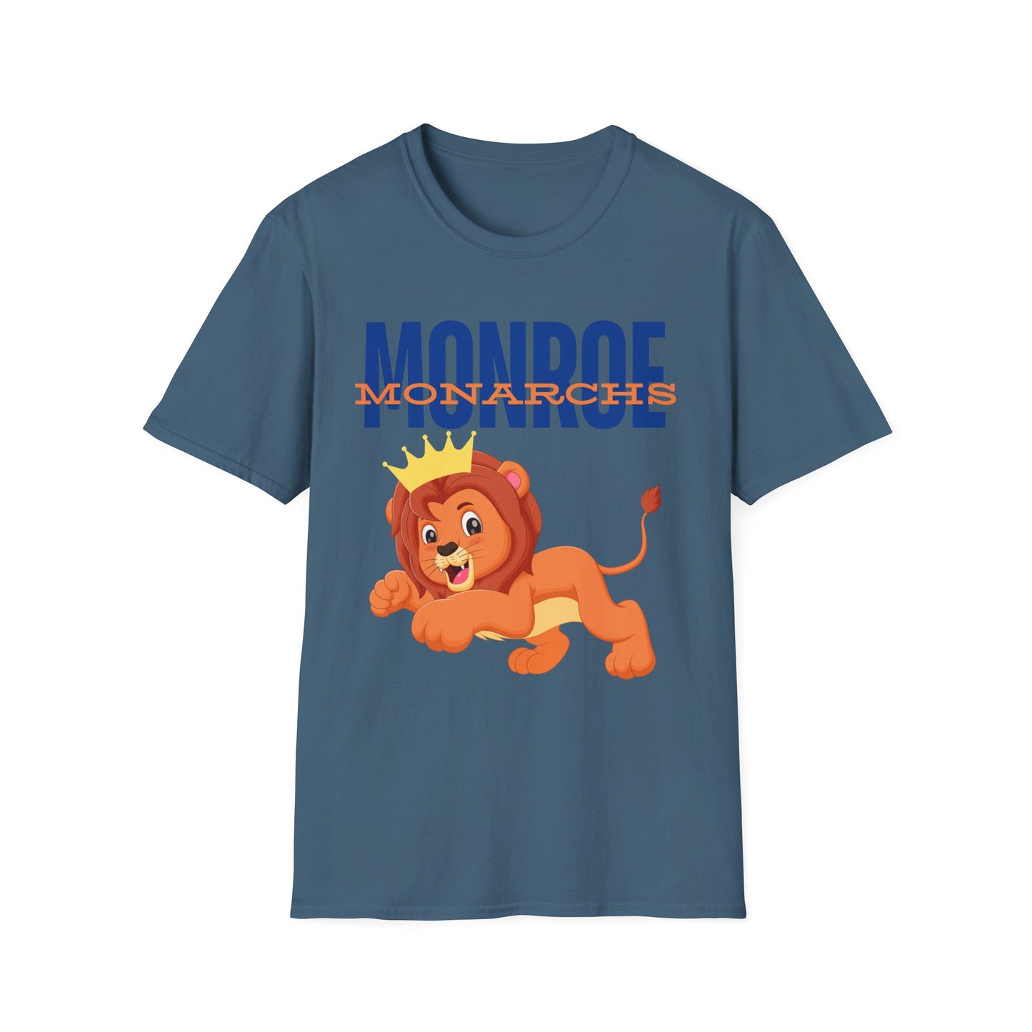 Monroe Monarchs Blue/Orange Jumping Lion Crown Design