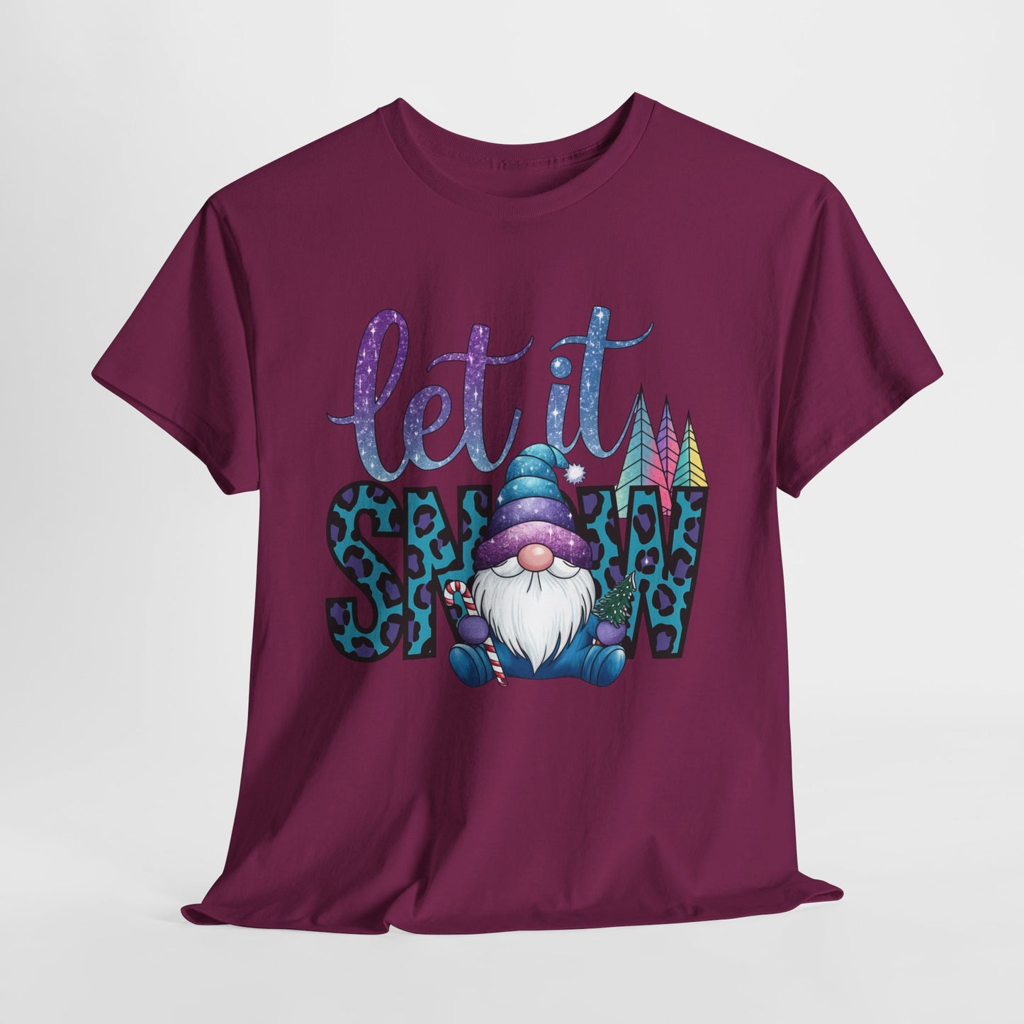 Let It Snow Unisex Heavy Cotton Tee - Fun Winter Holiday Gnome Design