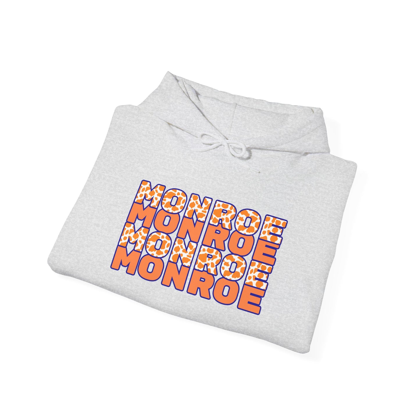 Monroe Spirit 2 dided Cow Print Unisex Heavy Blend™ Hooded Sweatshirt - Cozy and Stylish for Game Days