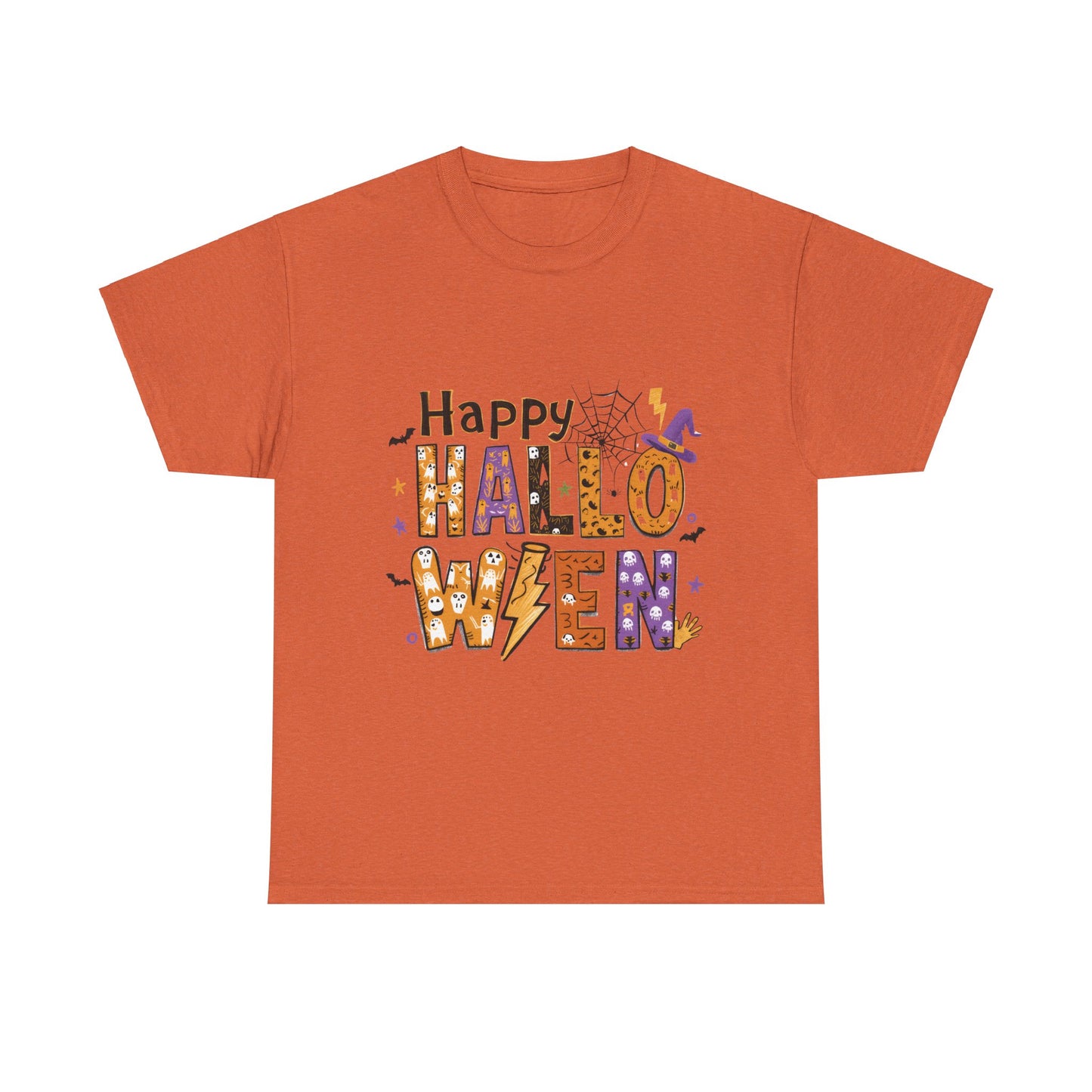 Happy Halloween Unisex Heavy Cotton Tee - Fun Festive Halloween School Teacher T-Shirt for Fall Celebrations