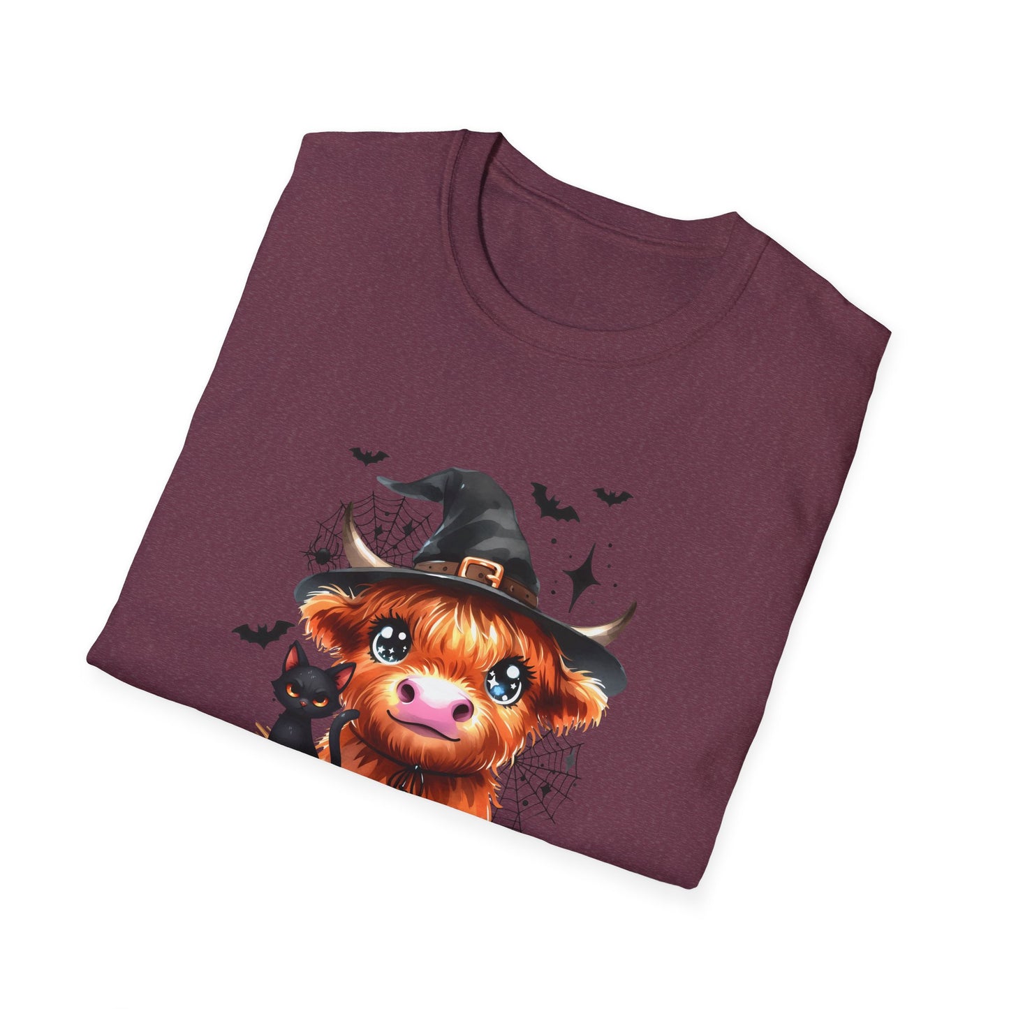 Halloween Cow Graphic T-Shirt - "We're Out at Midnight" - Unisex Softstyle Tee