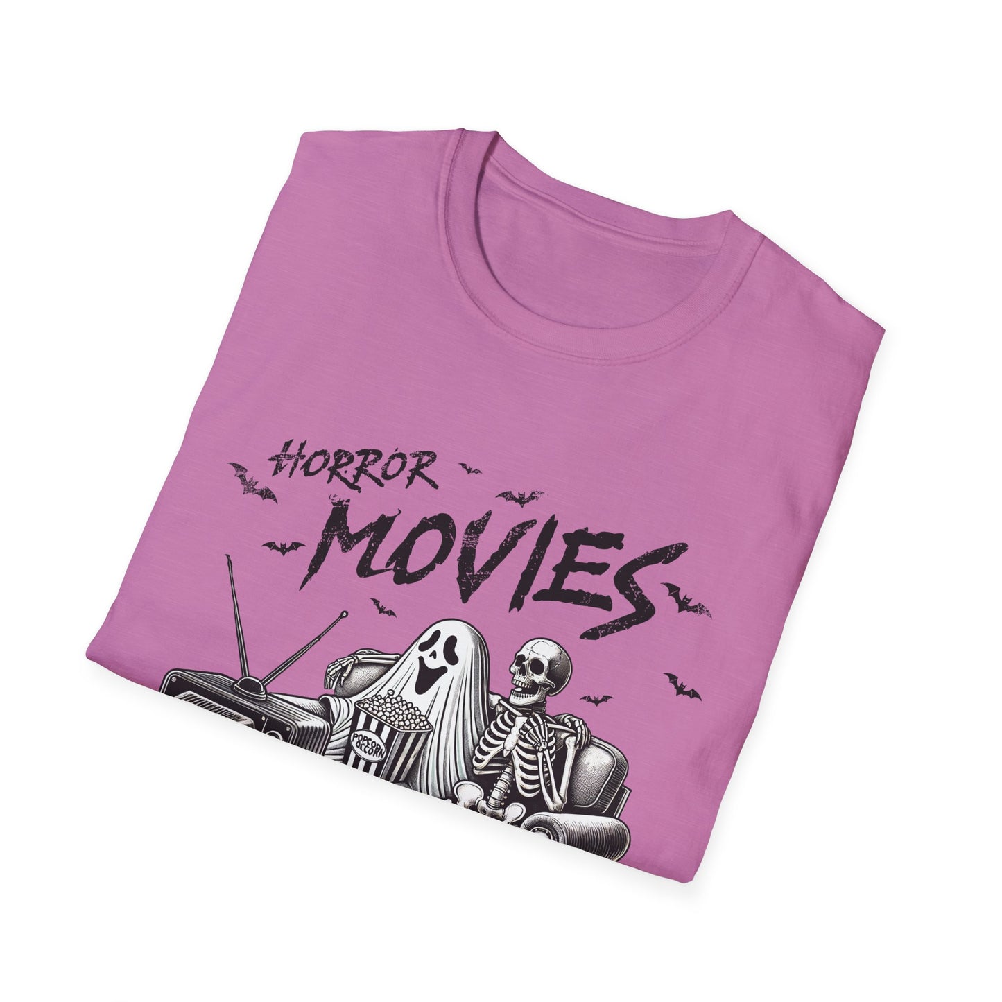 Horror Movies and Chill T-Shirt - Unisex Softstyle Tee for Movie Lovers- Great Halloween Tshirt