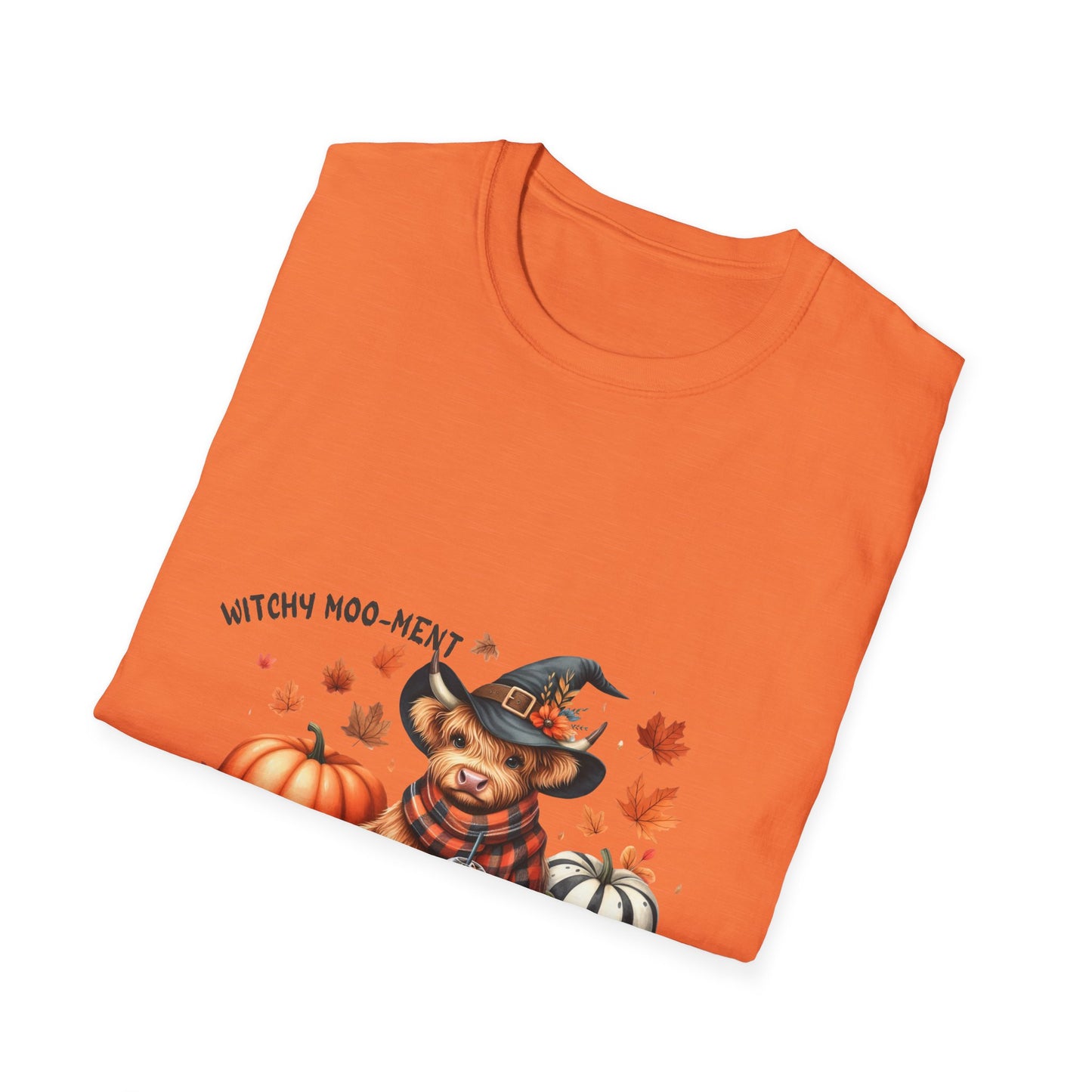 Halloween Cow Witch Moo-Ment Pumpkin Unisex Softstyle T-Shirt