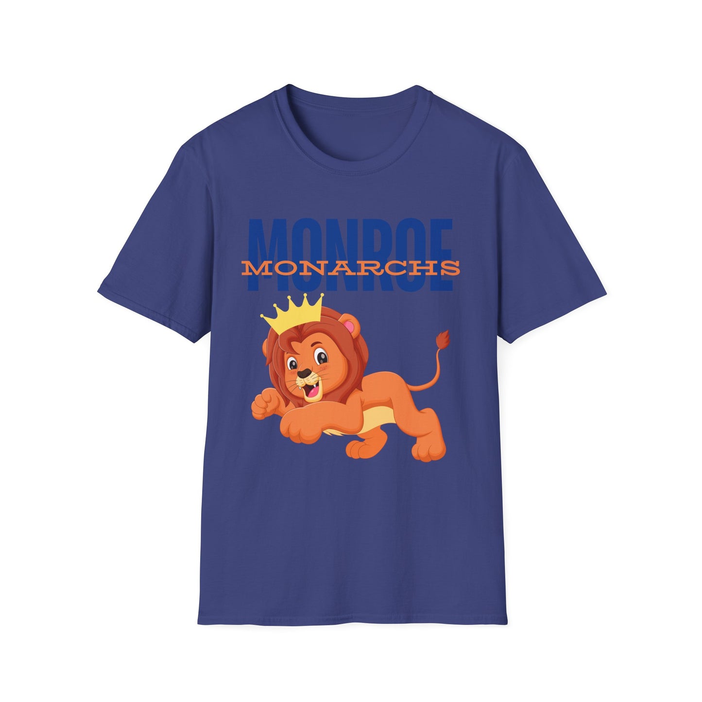 Monroe Monarchs Blue/Orange Jumping Lion Crown Design