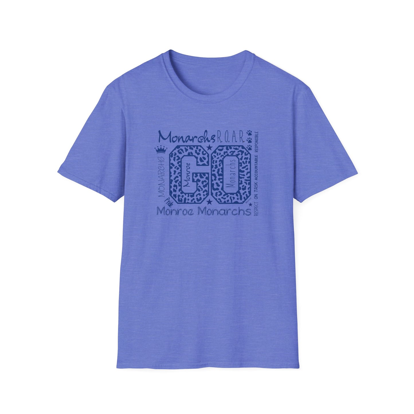 GO Monarchs Blue Leopard Print Unisex T-Shirt - School Spirit & Team Pride
