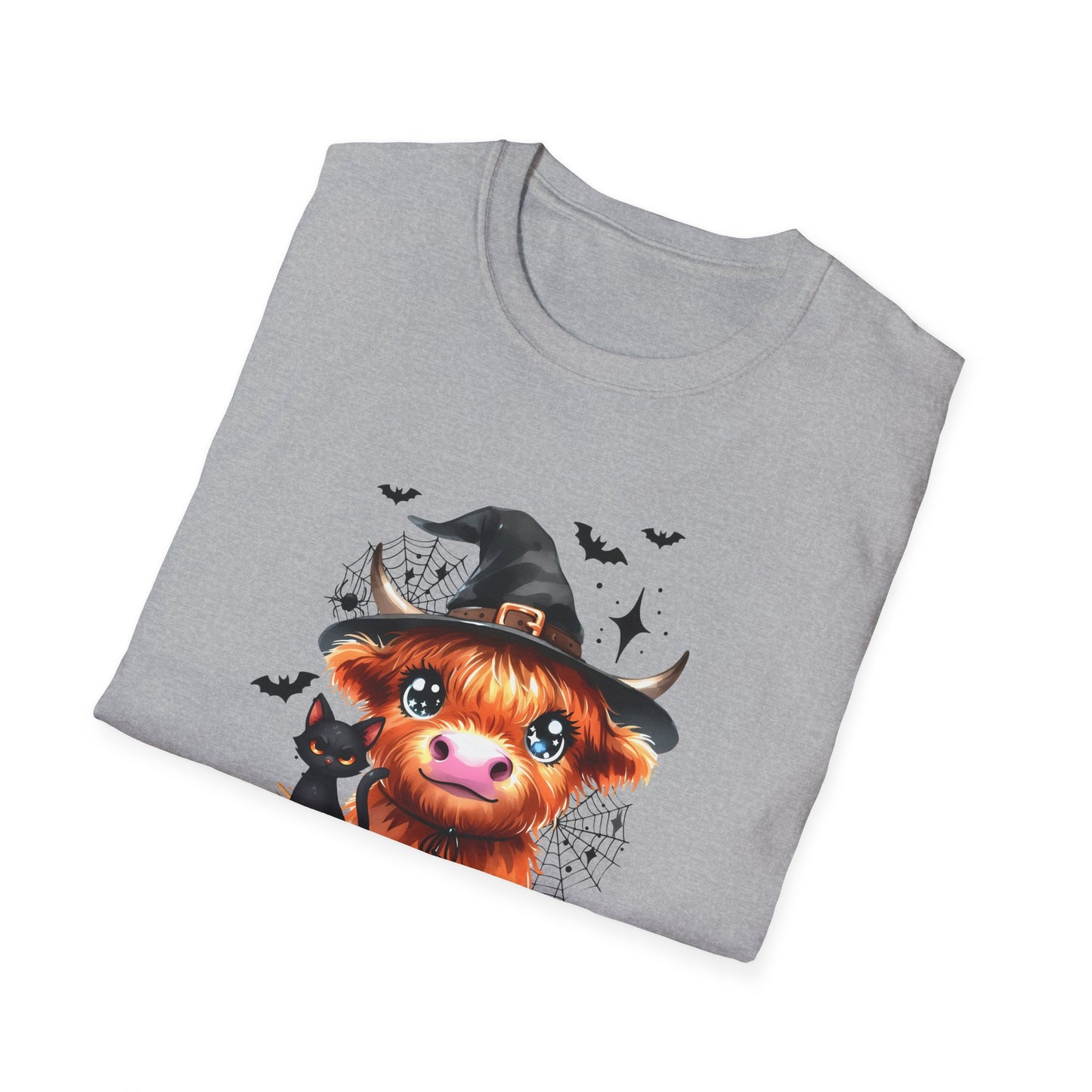Halloween Cow Graphic T-Shirt - "We're Out at Midnight" - Unisex Softstyle Tee