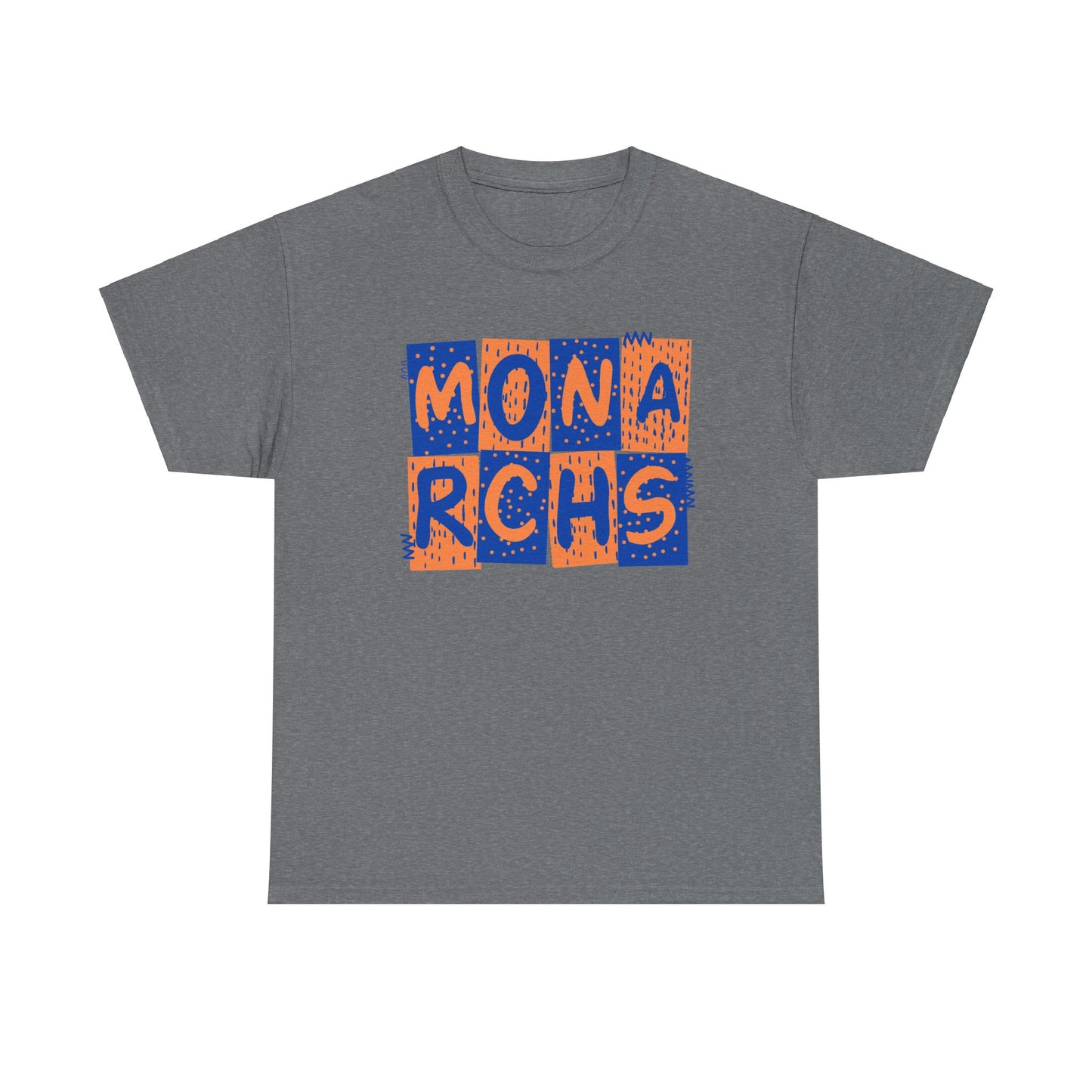 Monarchs Blue and Orange Squares Unisex Heavy Cotton Tee -