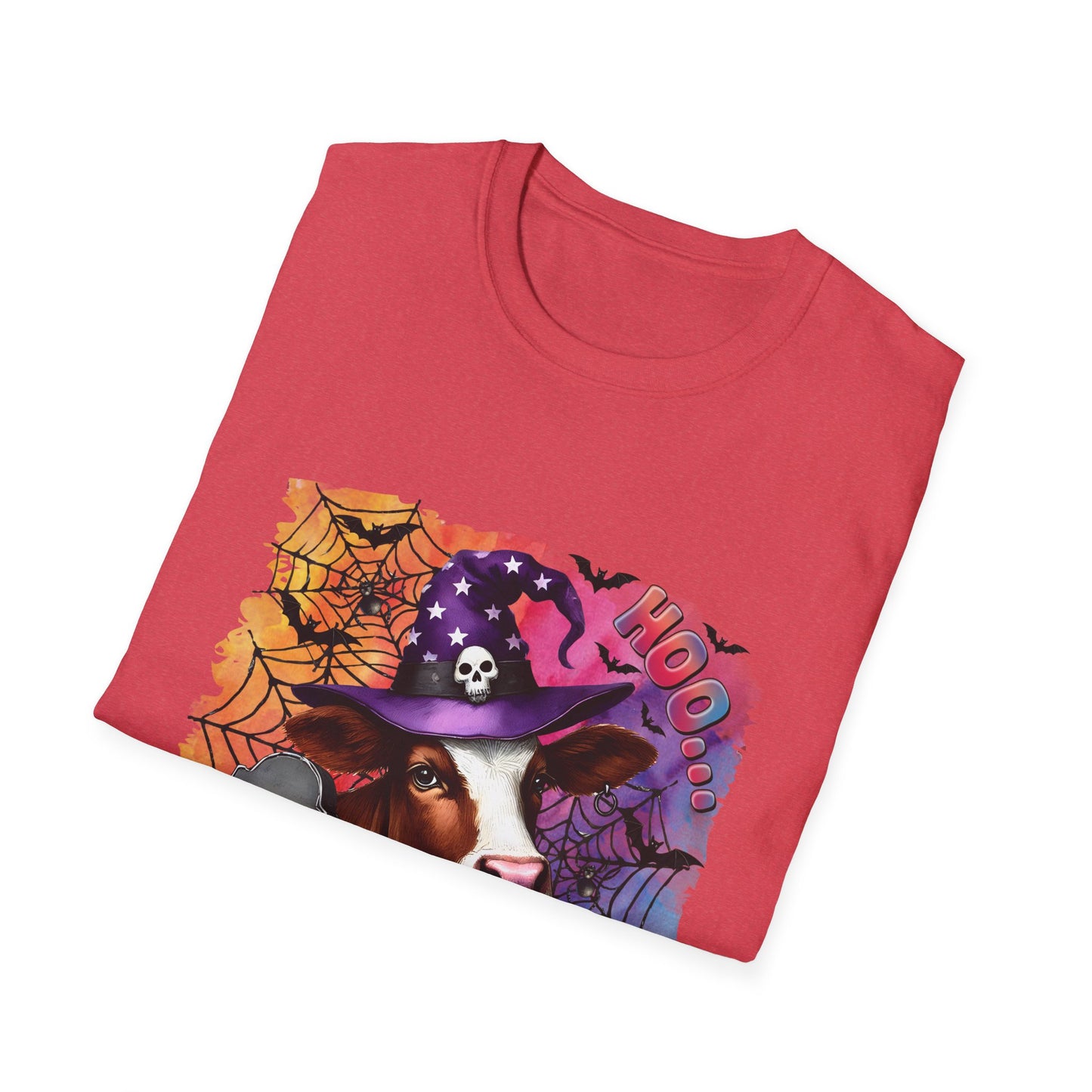 Fun Halloween Cow T-Shirt – "I Moo I Mean  Boo!" Unisex Softstyle Tee for Pet Lovers